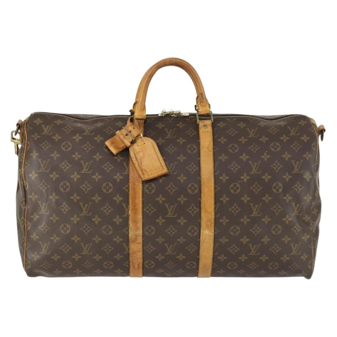 Monogram Canvas Louis Vuitton Keepall Bandouliere 55cm Travel Bag: Monogram Canvas Louis Vuitton Keepall Bandouliere 55cm Travel Bag Louis Vuitton Keepall Bandouliere Bag crafted in monogram canvas designed for unisex use. This spacious travel bag features a brown co