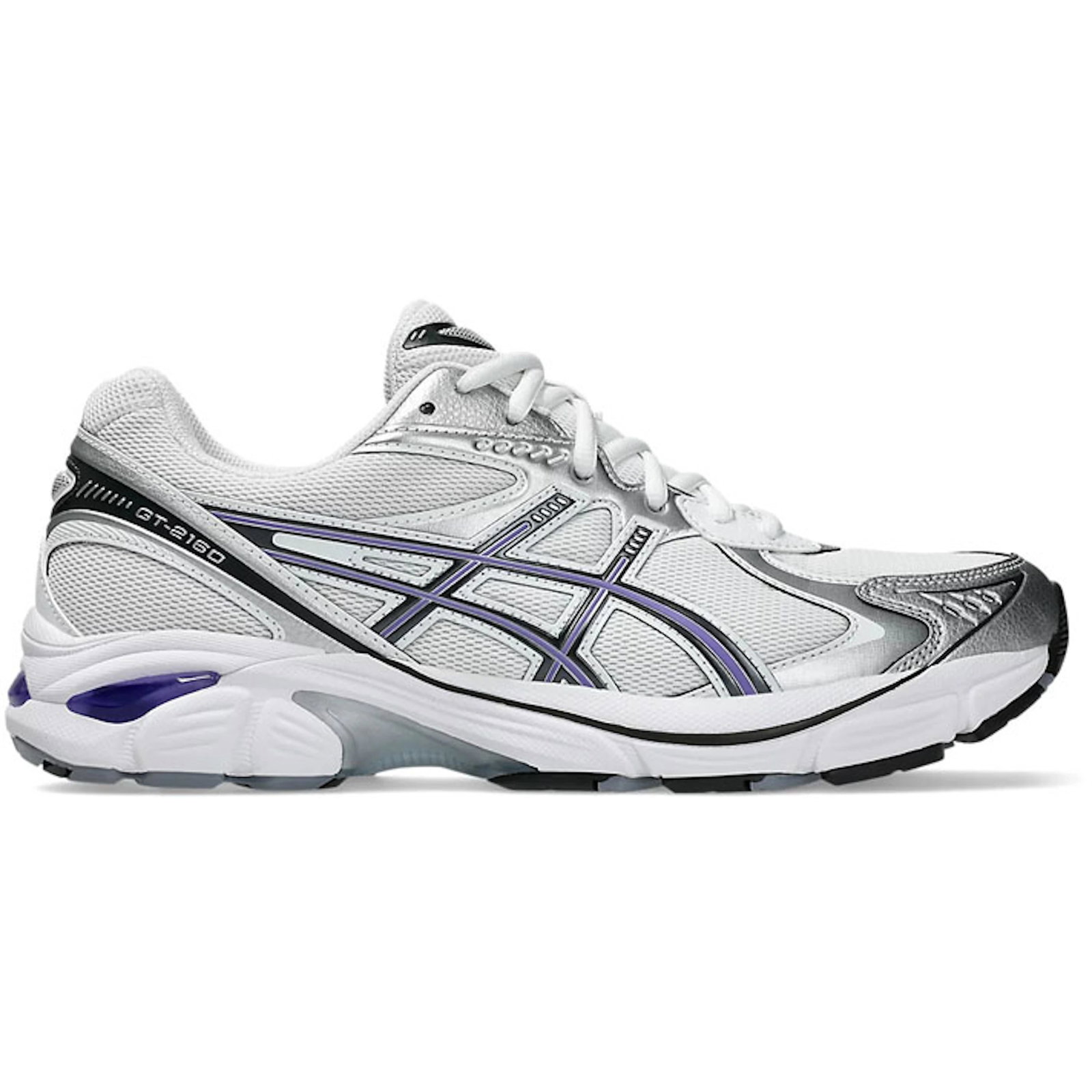 GT-2160 Sneakers in White and Space Lavender by Asics: GT-2160 Sneakers in White and Space Lavender by Asics The Asics GT-2160 in White and Space Lavender is an authentic, un-used pair of sneakers. These shoes are available in size 5 M (men's) and 6.5 W (