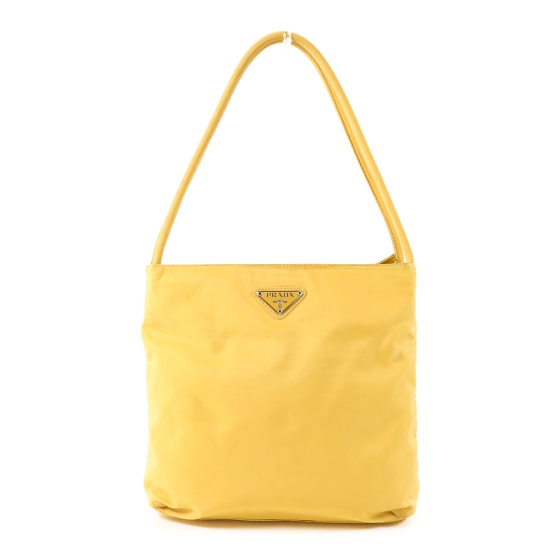 Prada Yellow Nylon Shoulder Bag Italian Designer Handbag: Prada Yellow Nylon Shoulder Bag Italian Designer Handbag This PRADA shoulder bag features a vibrant yellow nylon exterior and a regular size, offering a stylish and practical accessory for everyday us