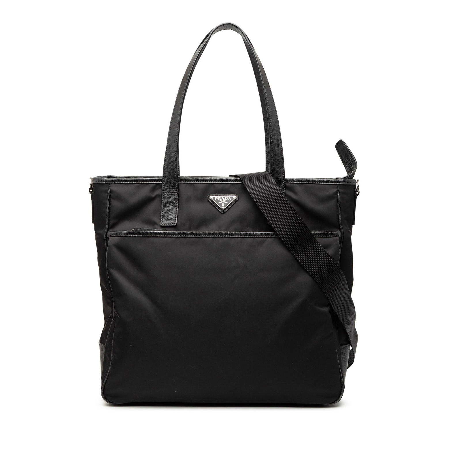 Prada Black Nylon Tessuto Tote with Convertible Strap and Leather Trim (1 of 7)