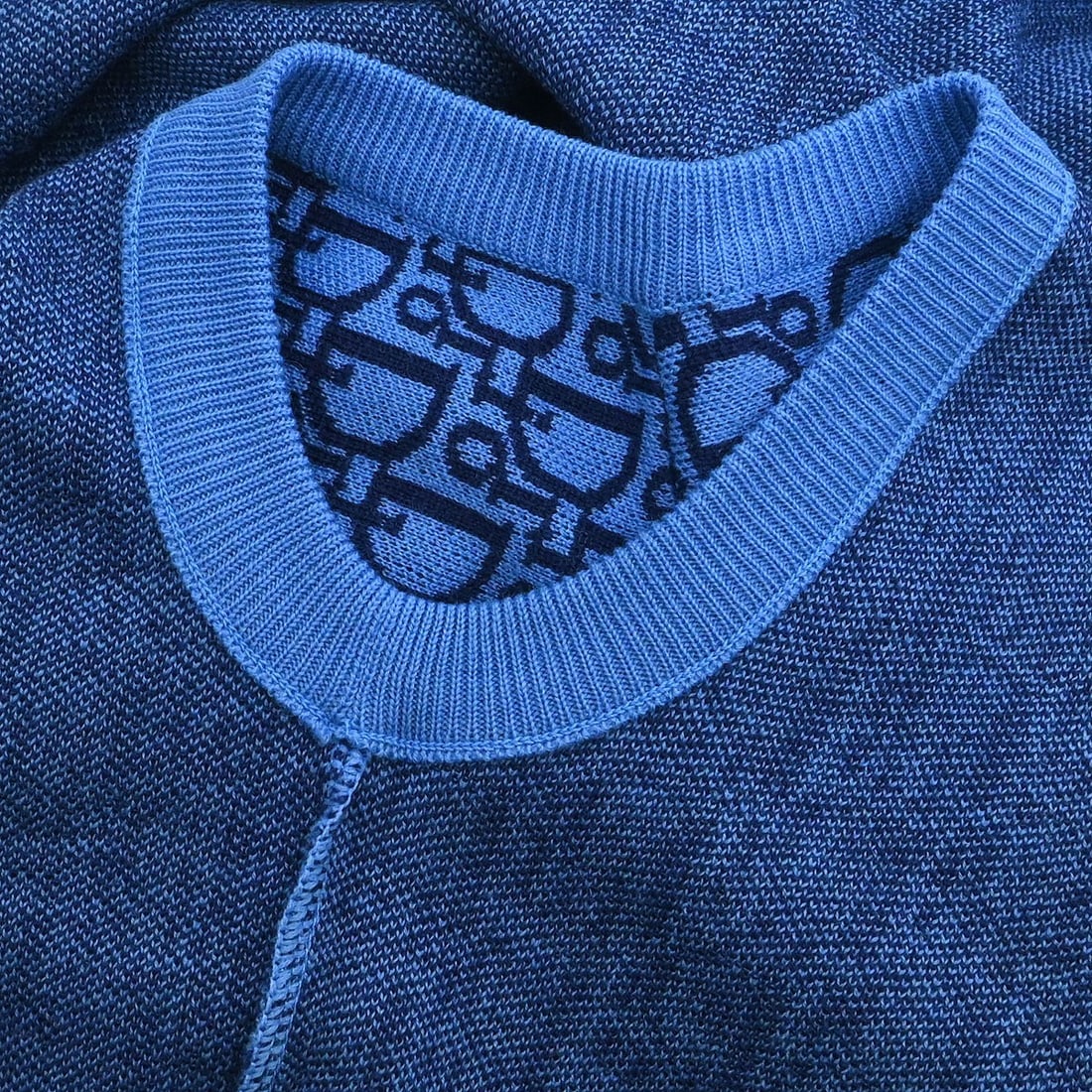 Dior Trotter Blue Wool Vest Top Size L Sleeveless V-Neck Logo Accent - 8