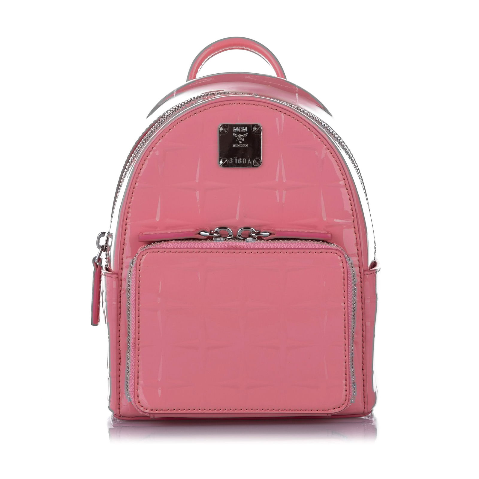 MCM Pink Patent Leather Backpack with Gold-Tone Studs (1 of 8)
