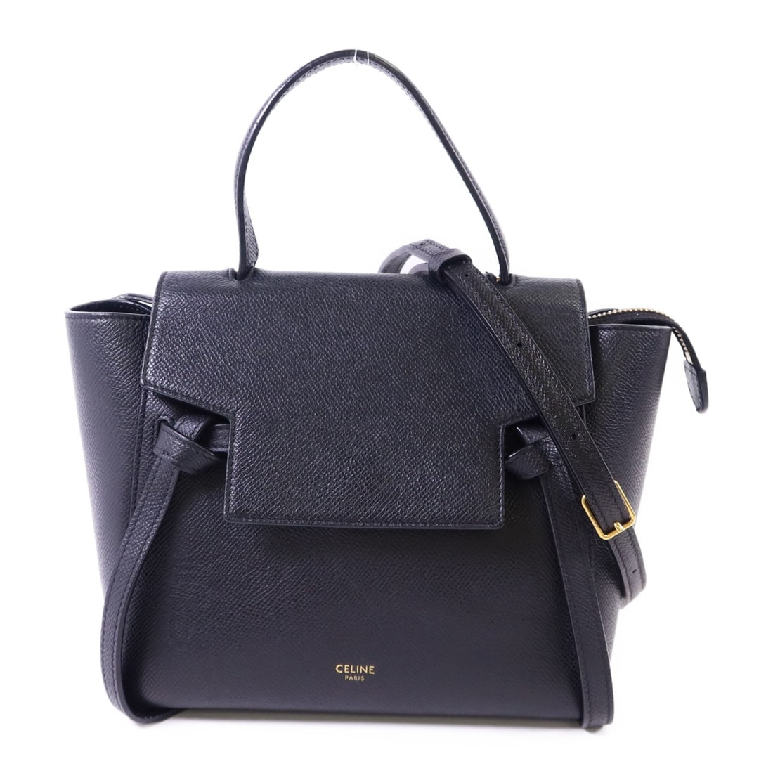 Black Calfskin Nano Belt 2 Way Shoulder Bag by CELINE with Gold Hardware (1 of 18)