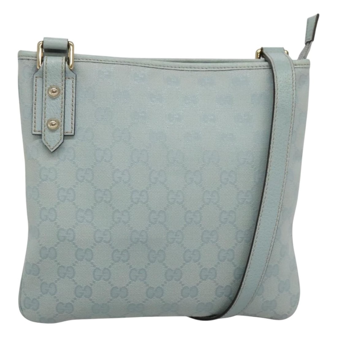 Blue GG Canvas Vintage Gucci Messenger Shoulder Bag Unisex: Blue GG Canvas Vintage Gucci Messenger Shoulder Bag Unisex This Gucci Vintage Flat Messenger Bag features GG canvas in blue, designed for unisex use. The bag displays surface rubbing, slight shape los