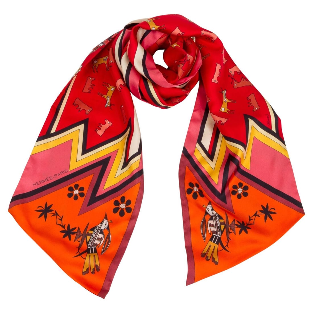 Hermes Maxi Twilly Kachinas Silk Twill New in Box: Hermes Maxi Twilly Kachinas Silk Twill New in Box Introducing the exquisite Hermes Maxi Twilly Kachinas, a stunning accessory crafted from luxurious silk twill. This piece features a vibrant combinati