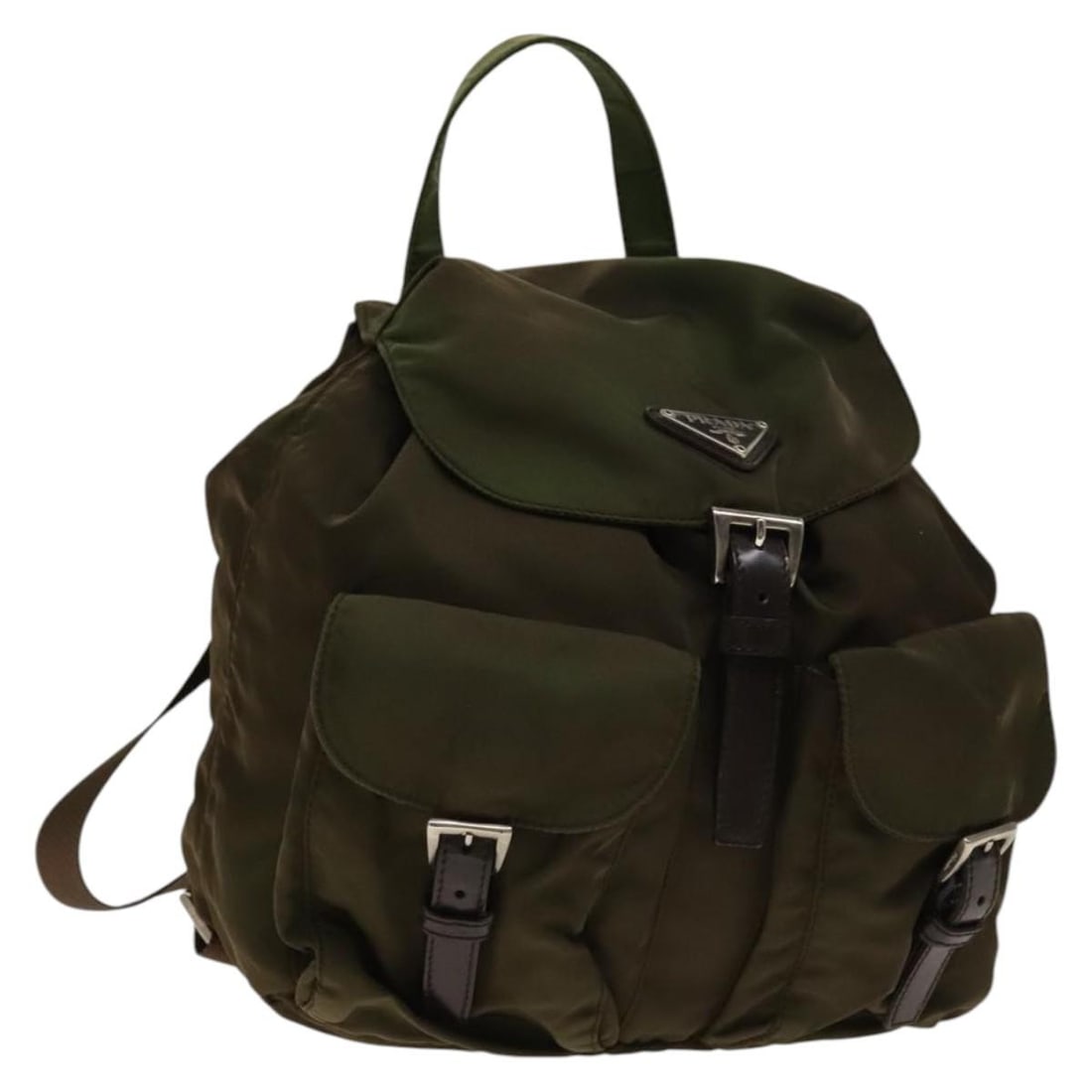 Prada Nylon Backpack with Dual Front Pockets in Khaki (1 of 18)
