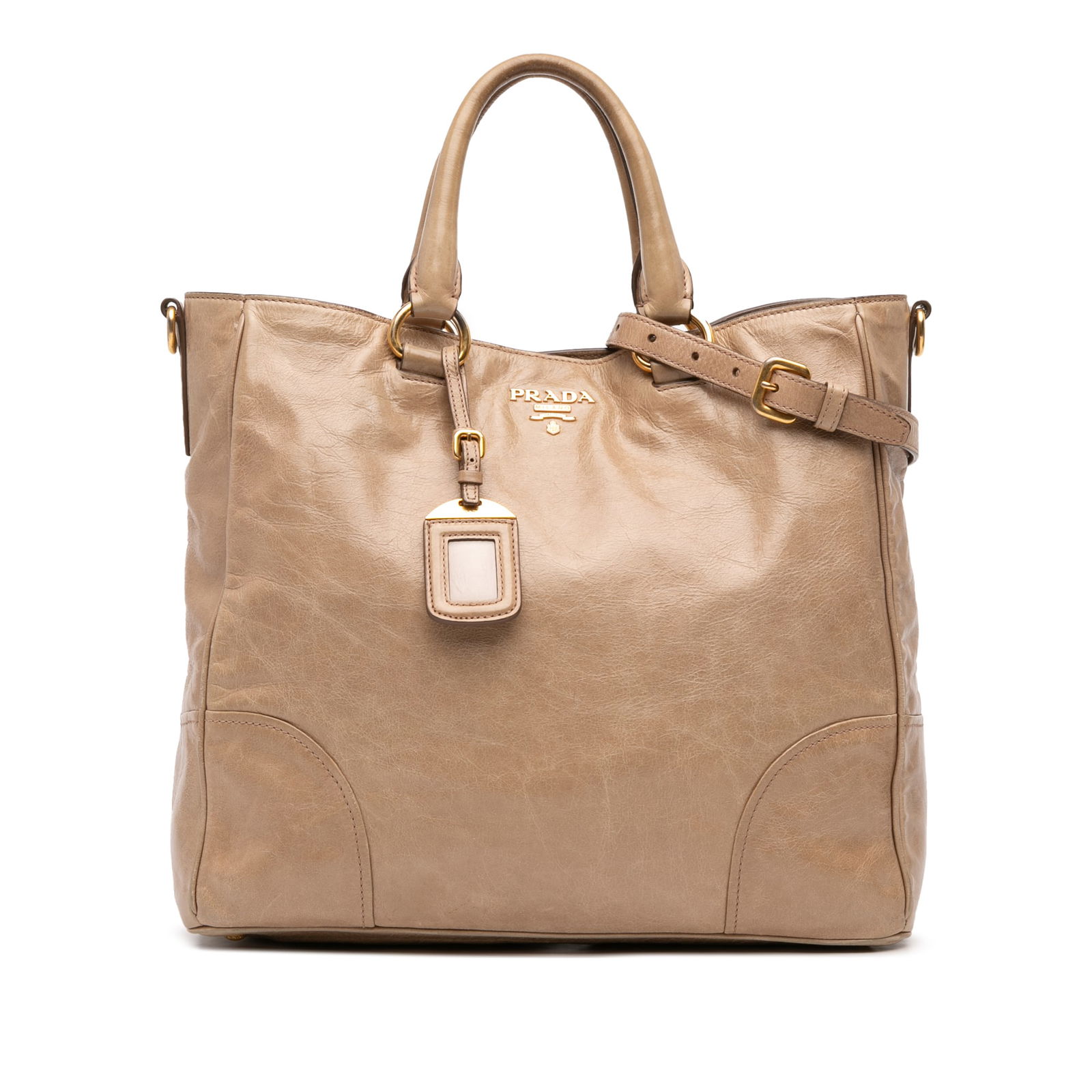 Prada Vitello Shine Brown Leather Satchel with Detachable Strap (1 of 11)