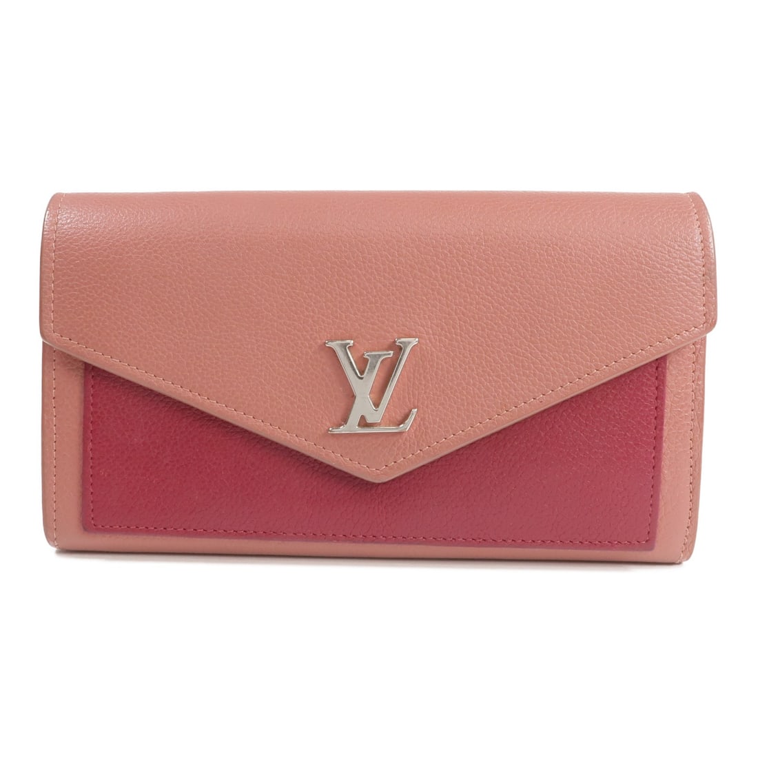 Pink Mylockme Calfskin Bifold Wallet by Louis Vuitton M63810: Pink Mylockme Calfskin Bifold Wallet by Louis Vuitton M63810 This Louis Vuitton Portefeuille Mylockme wallet features a bifold design crafted from pink calfskin leather. Made in France, it offers prac