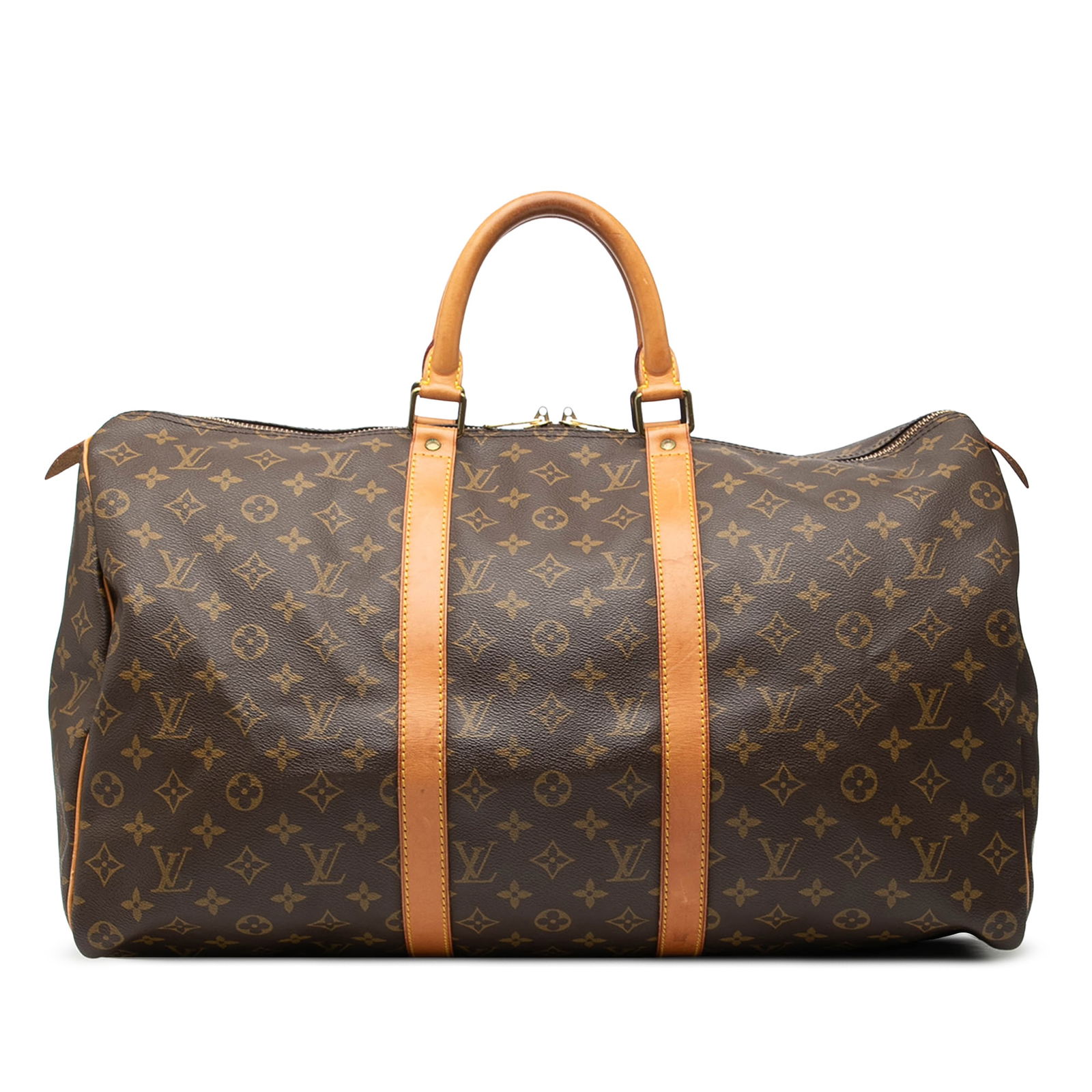 Louis Vuitton Keepall 50 Travel Bag Monogram Canvas With Vachetta Leather Trim (1 of 7)