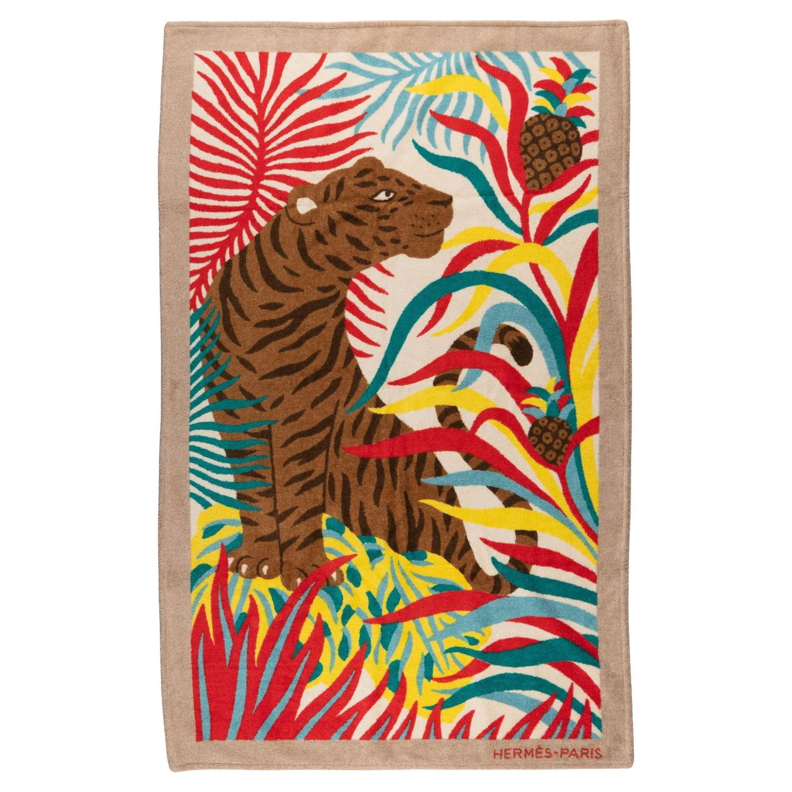 Hermes Tigre a l'ananas Beach Towel 100 Cotton by Stefany Devaux Bellamy (1 of 5)