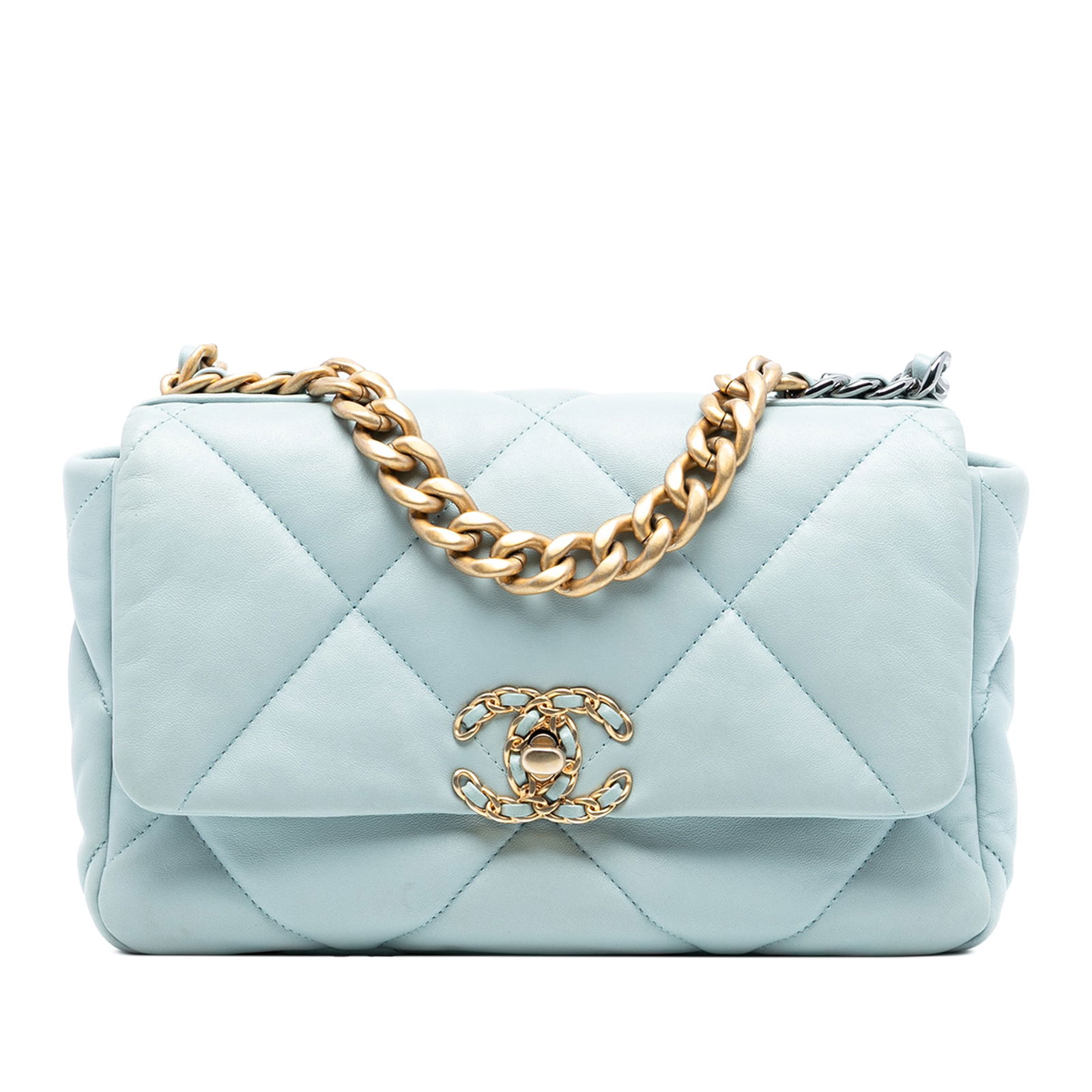 Chanel 19 Medium Blue Quilted Lambskin Flap Shoulder Bag (1 of 8)
