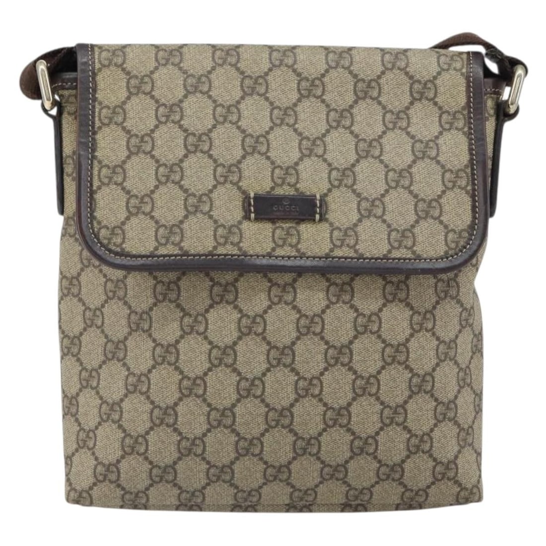 Unisex GG Beige PVC Flap Messenger Bag by Gucci (1 of 18)