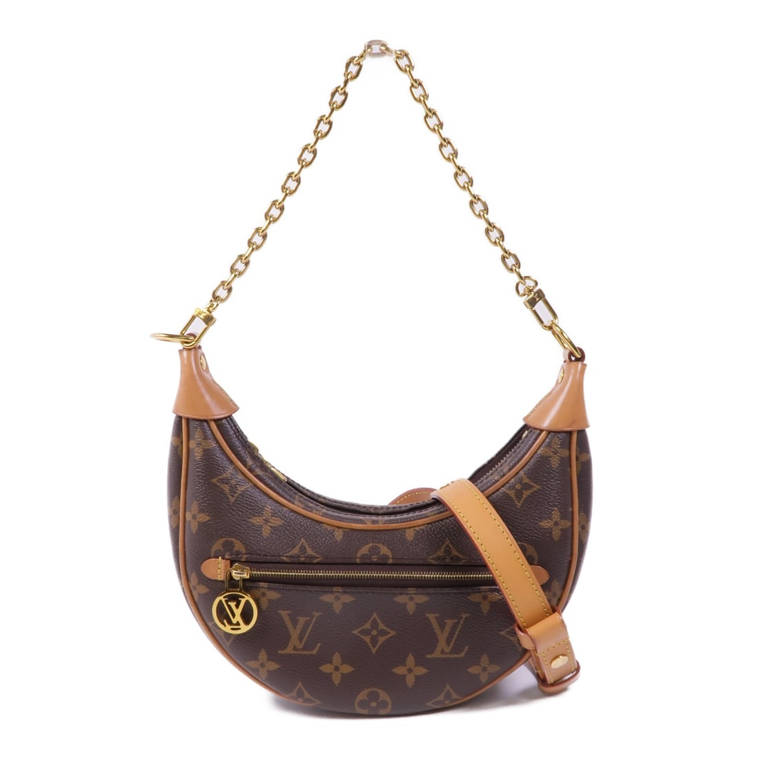 LOUIS VUITTON LV Monogram 2 Way Shoulder Bag M81098 Brown GHW: LOUIS VUITTON LV Monogram 2 Way Shoulder Bag M81098 Brown GHW This exquisite Louis Vuitton Loop 2 Way Shoulder Bag showcases the brand's iconic monogram design in a rich brown hue. Crafted from durabl