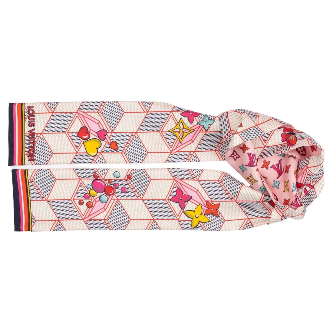 Louis Vuitton Silk Damier Pop Up Bandeau 100% Silk NIB: Louis Vuitton Silk Damier Pop Up Bandeau 100% Silk NIB Elevate your style with this Louis Vuitton Silk Damier Pop Up Bandeau. Crafted from 100% silk, this chic scarf showcases a vibrant LV print on a