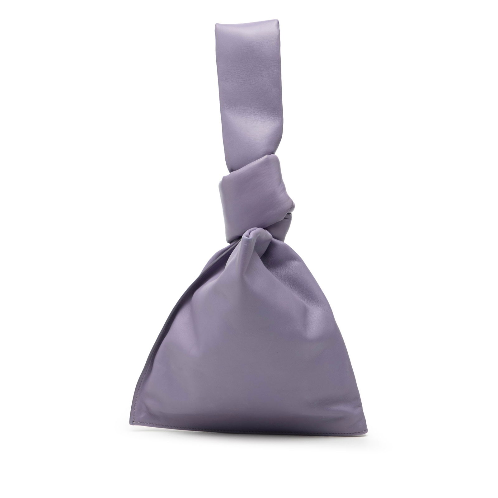 Mini BV Twist Leather Bag by Bottega Veneta Purple: Mini BV Twist Leather Bag by Bottega Veneta Purple This Bottega Veneta Mini Calfskin BV Twist Bag features a leather body in a purple hue, a flat leather handle, and a bottom zip closure. It is crafte