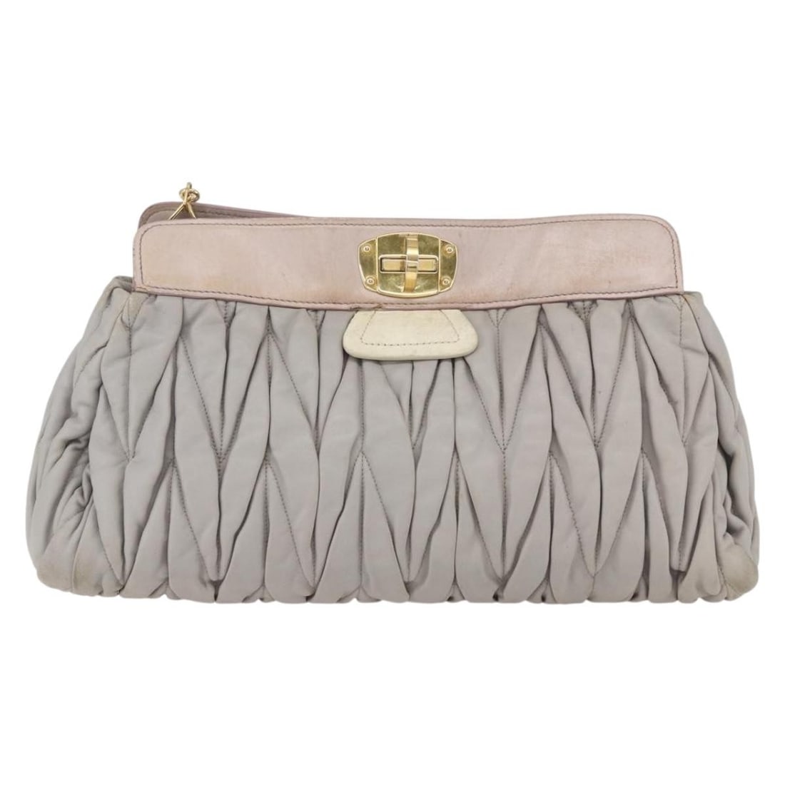 Gray Matelasse Leather Shoulder Bag by Miu Miu 39cm x 25cm x 14cm: Gray Matelasse Leather Shoulder Bag by Miu Miu 39cm x 25cm x 14cm This Miu Miu shoulder bag is crafted from gray leather and designed for female use. The bag measures 39cm x 25cm x 14cm and features m