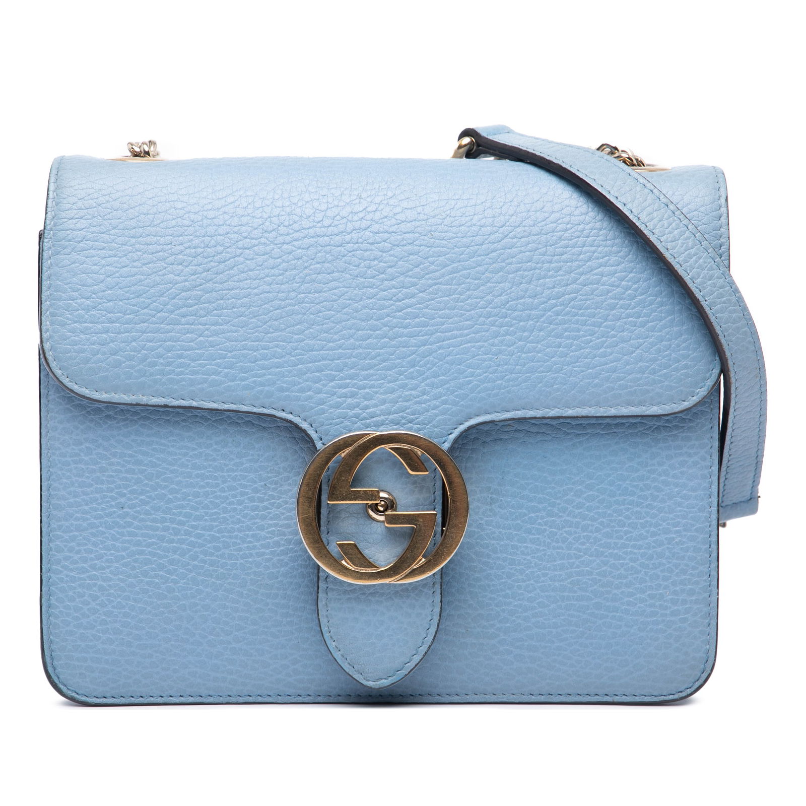 Gucci Small Dollar Blue Calfskin Interlocking G Crossbody Bag (1 of 7)