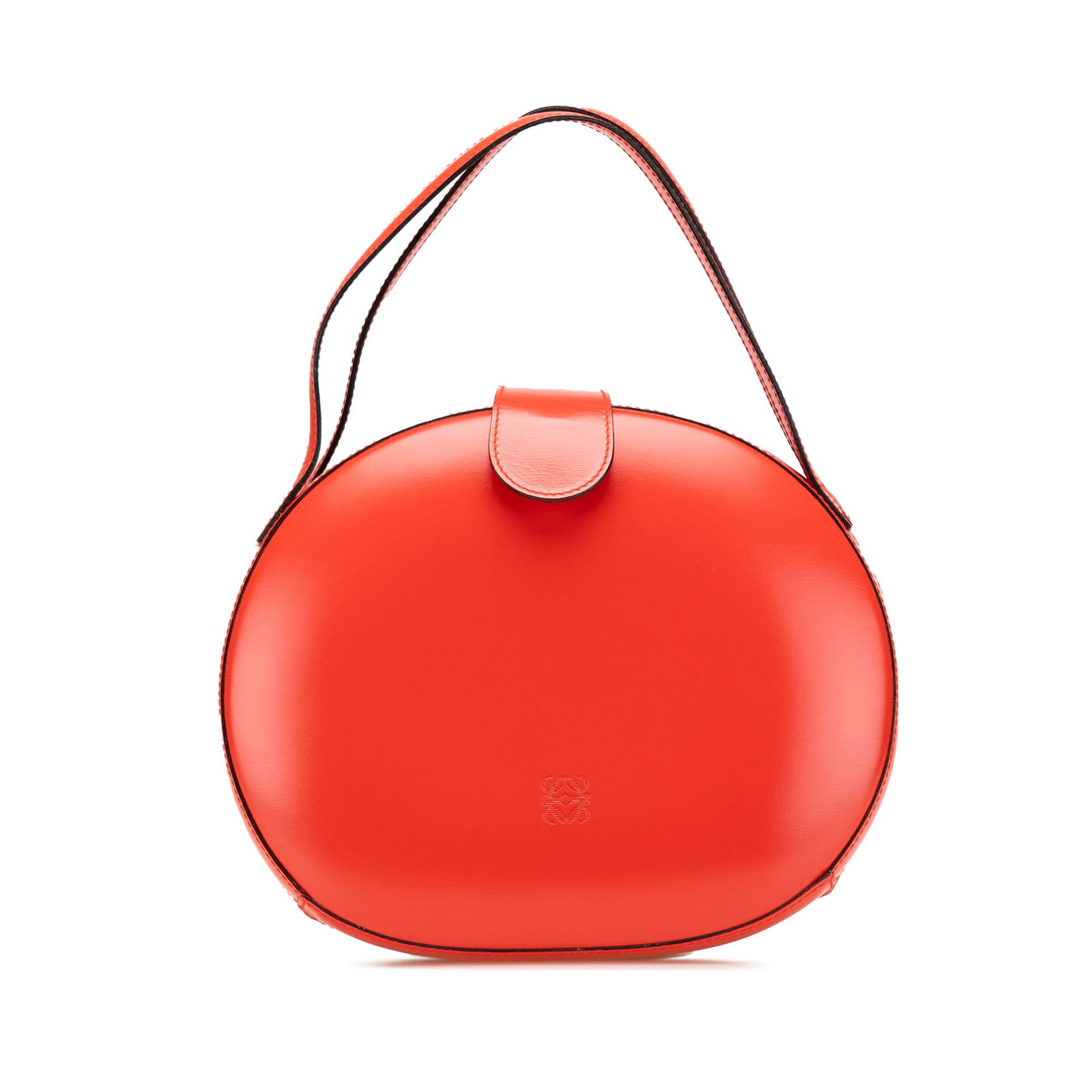 LOEWE Anagram Round Handbag Red Leather Spain: LOEWE Anagram Round Handbag Red Leather Spain Introducing the LOEWE Anagram Leather Round Handbag, a stunning accessory crafted from high-quality leather in a vibrant red hue. This handbag is designed