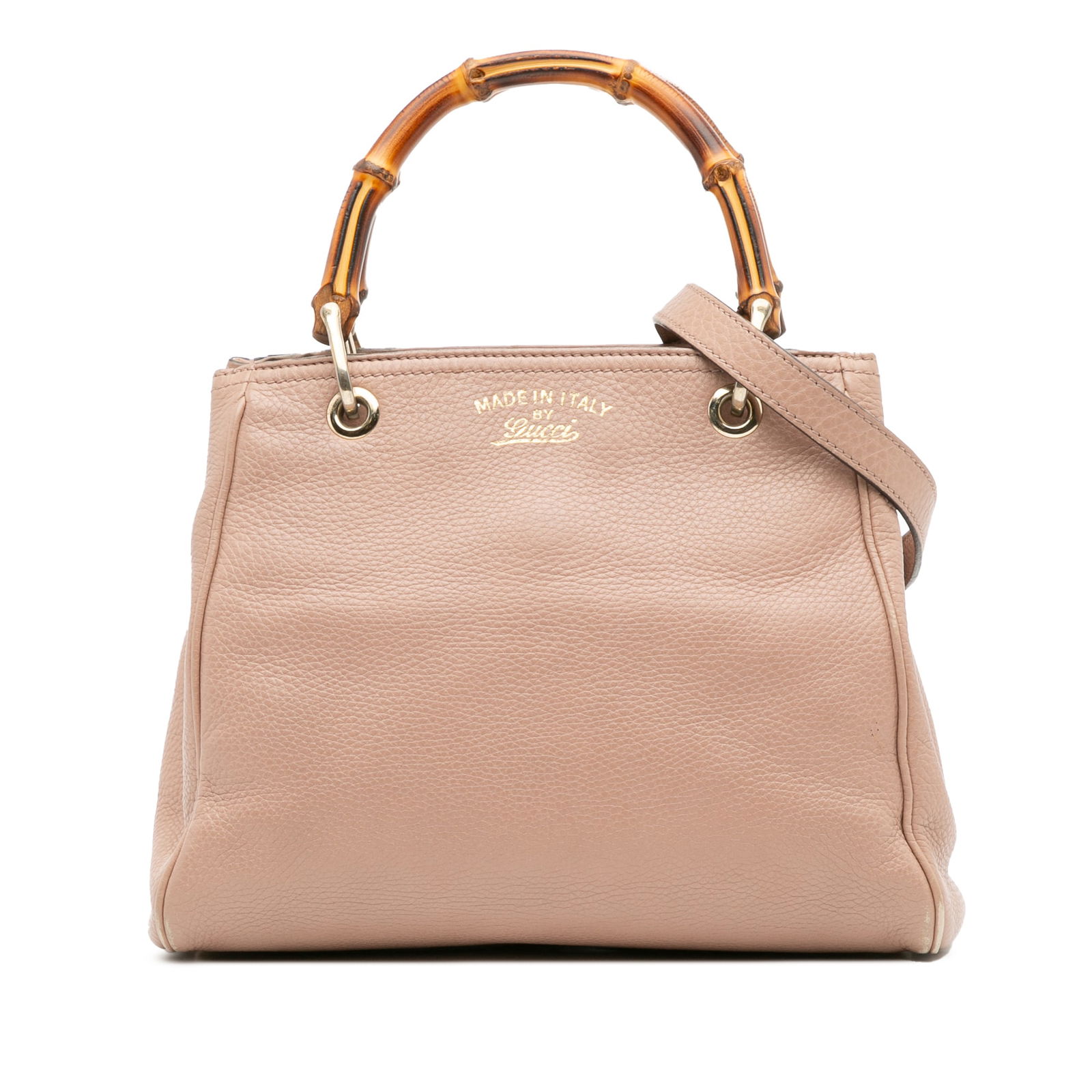 Gucci Small Calfskin Bamboo Shopper Satchel Pink Leather Italy: Gucci Small Calfskin Bamboo Shopper Satchel Pink Leather Italy This Gucci Small Calfskin Bamboo Shopper Satchel is a stylish and practical accessory, crafted from high-quality leather in an elegant pi