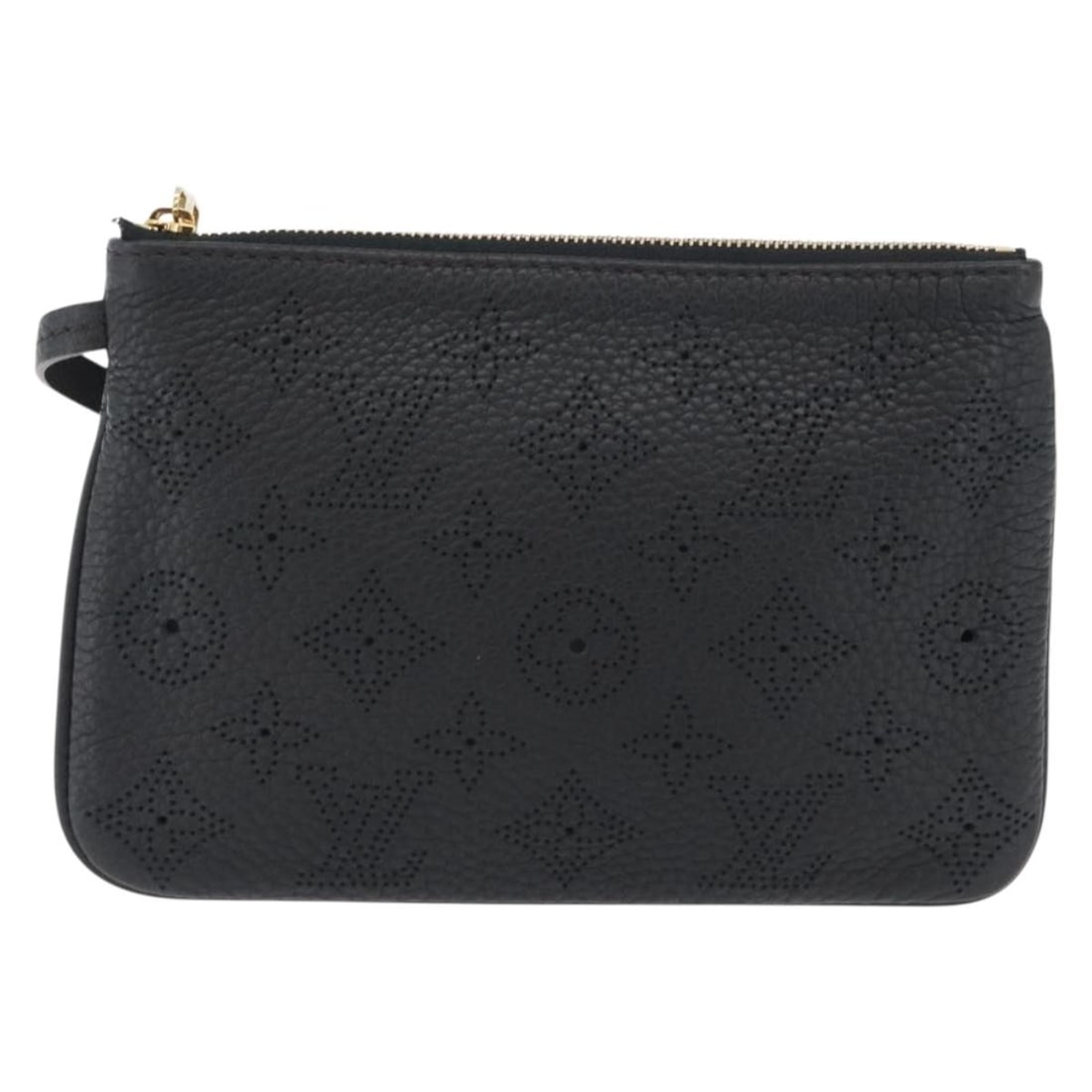 Black Mahina Leather Selene Pochette by Louis Vuitton: Black Mahina Leather Selene Pochette by Louis Vuitton The Louis Vuitton Selene Pochette is a women's handbag crafted from black leather. It features a spacious design with dimensions of 19.5 cm by 14