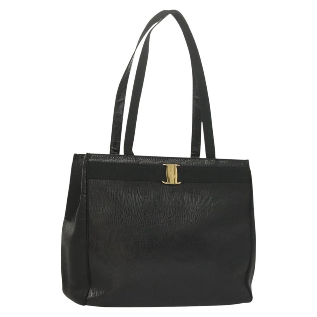 Salvatore Ferragamo Black Leather Vala Women's Shoulder Bag 35x28x9cm (1 of 18)