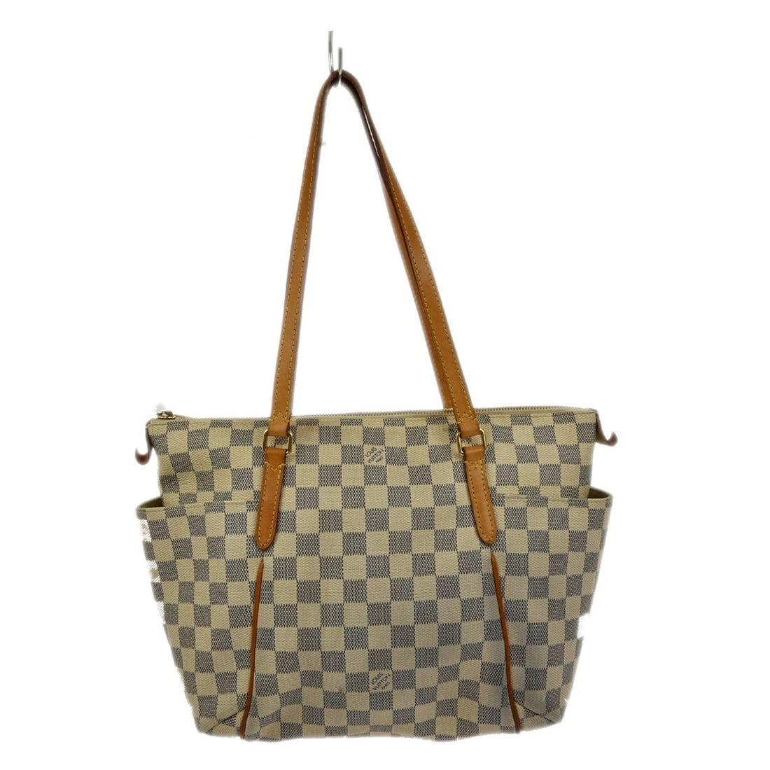 Damier Azur Canvas Totally PM Tote by Louis Vuitton N51261: Damier Azur Canvas Totally PM Tote by Louis Vuitton N51261 This Louis Vuitton Damier Azur Totally PM tote bag features the signature Damier Azur canvas with leather trim and beige double handles. It i