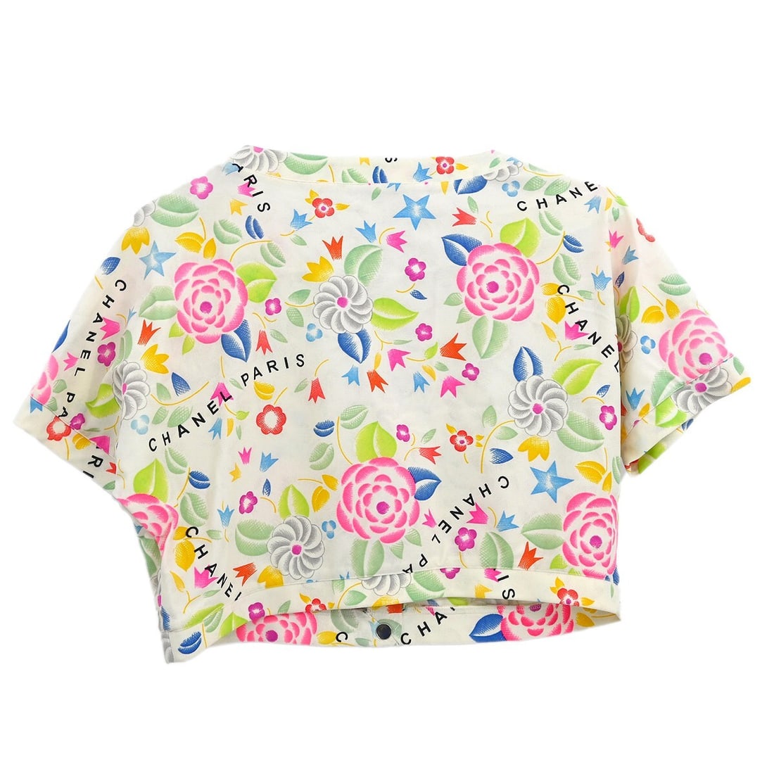 Vintage Chanel Cropped White T-Shirt 96P Size 42 - 2