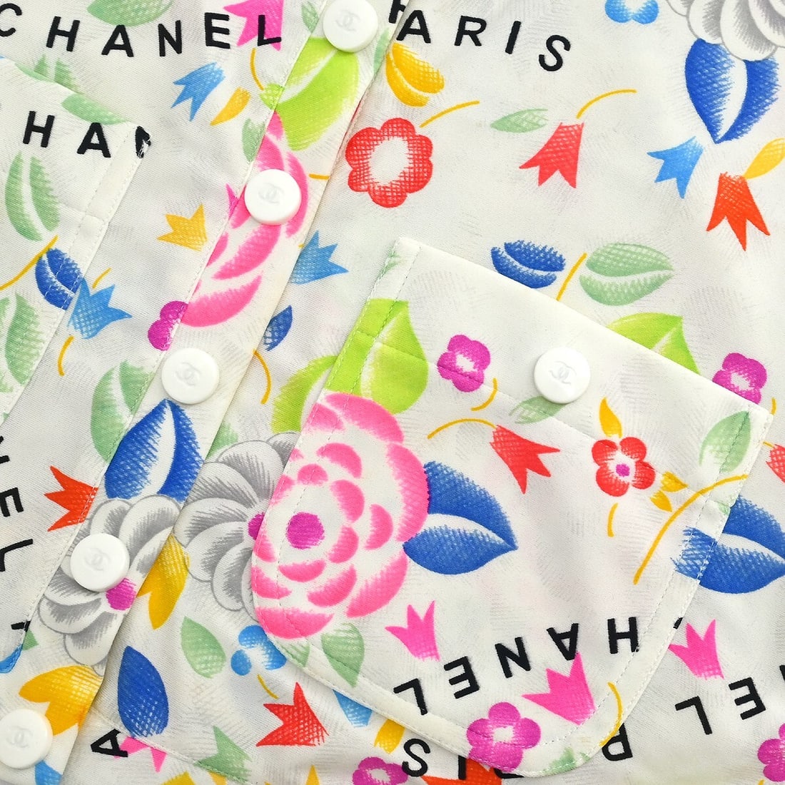 Vintage Chanel Cropped White T-Shirt 96P Size 42 - 3