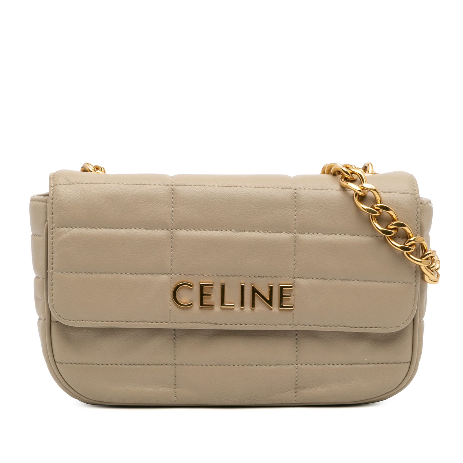 Celine Matelasse Monochrome Goatskin Chain Shoulder Bag Brown (1 of 11)