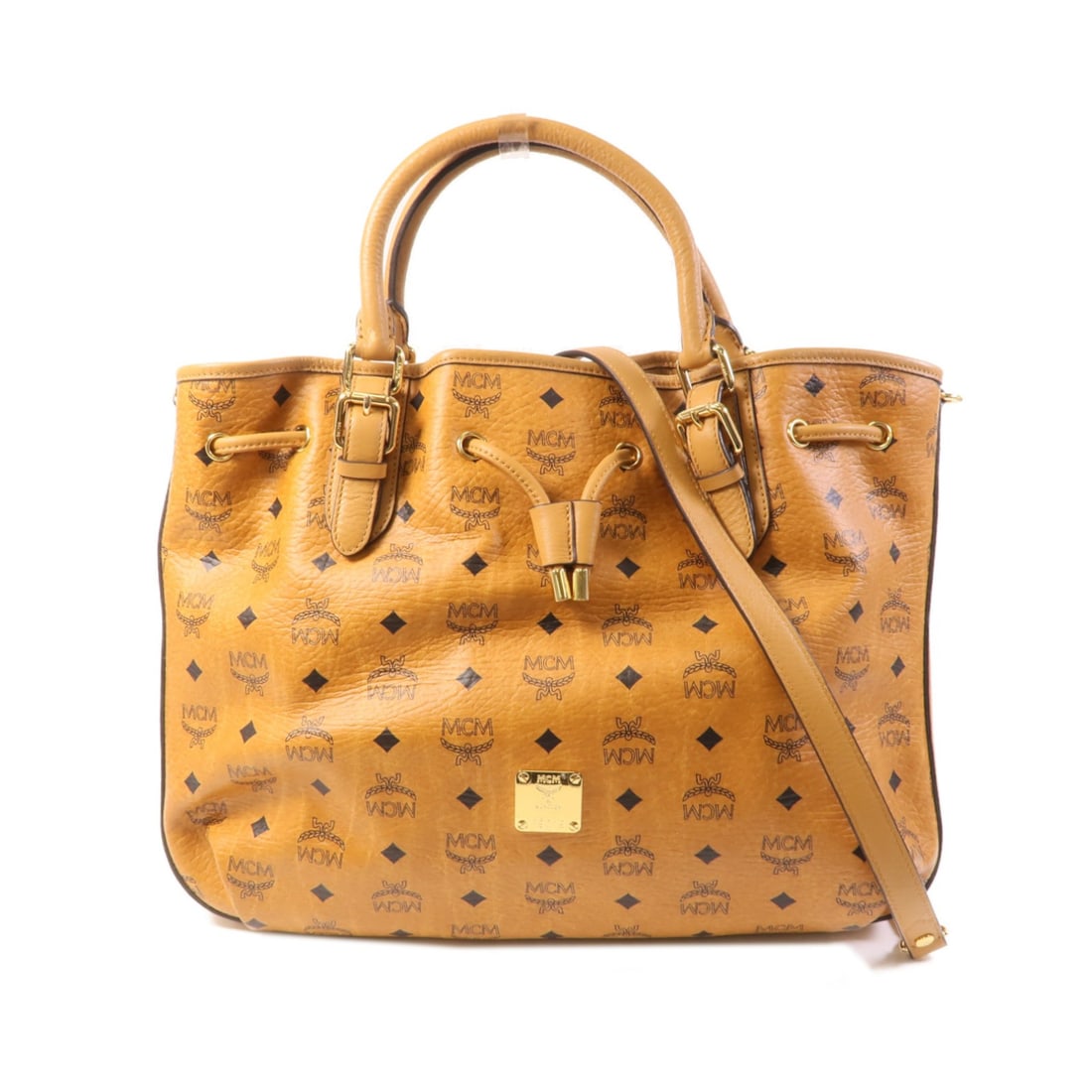 MCM Brown Coated Canvas 2way Shoulder Bag Gold Hardware (1 of 14)