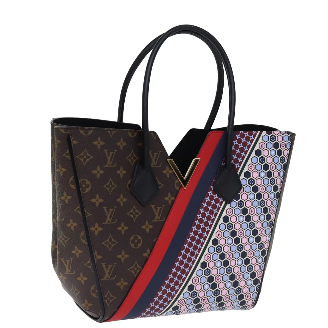 Monogram Canvas Kimono MM Tote by Louis Vuitton Red Navy M42850: Monogram Canvas Kimono MM Tote by Louis Vuitton Red Navy M42850 This Louis Vuitton Kimono MM tote bag features the iconic monogram canvas paired with red and navy accents. Crafted in France, the bag o