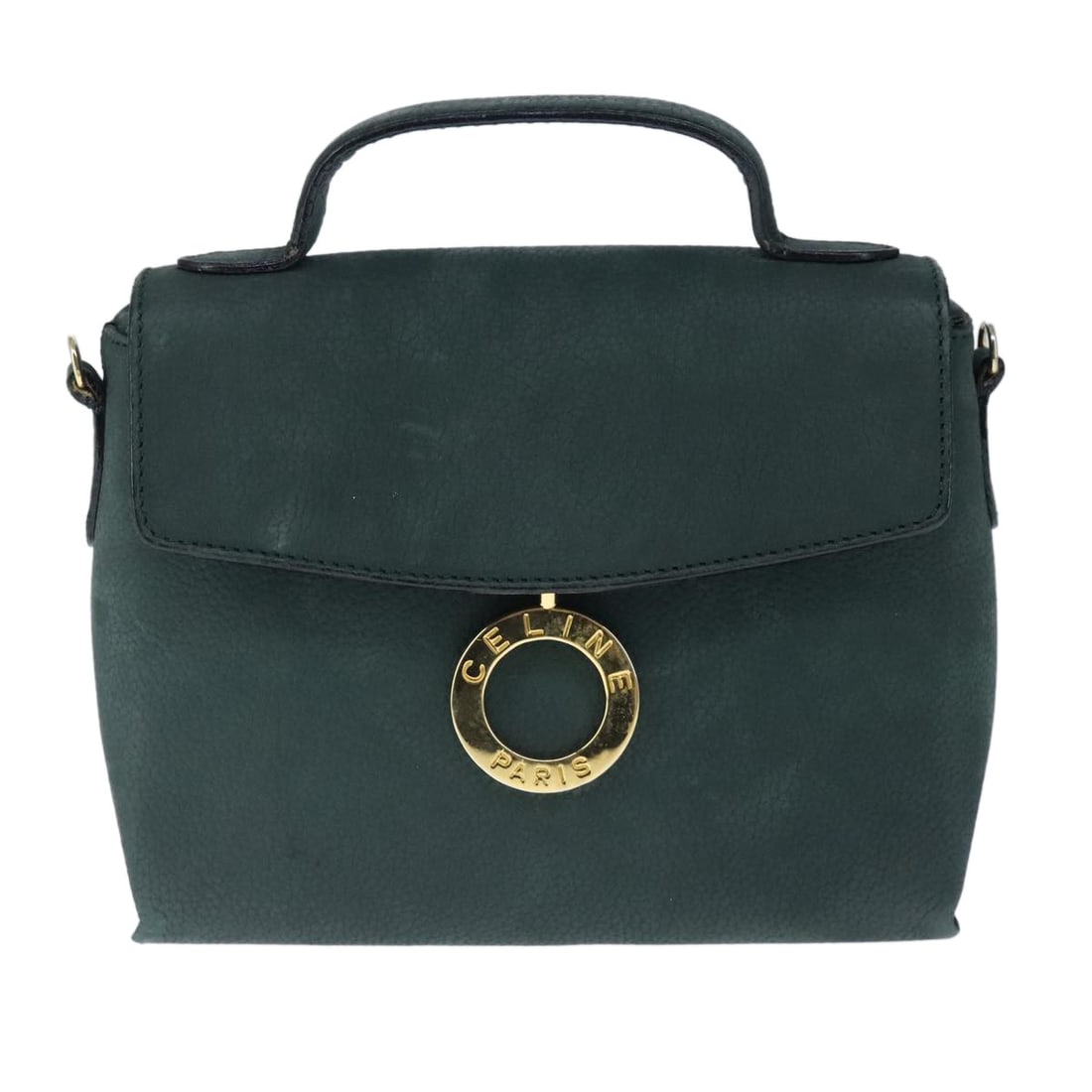 Celine Leather Circle Logo Small Shoulder Bag Green: Celine Leather Circle Logo Small Shoulder Bag Green This Celine Circle Logo Handbag is crafted from green leather and designed for women. It features a compact structure with dimensions suitable for d