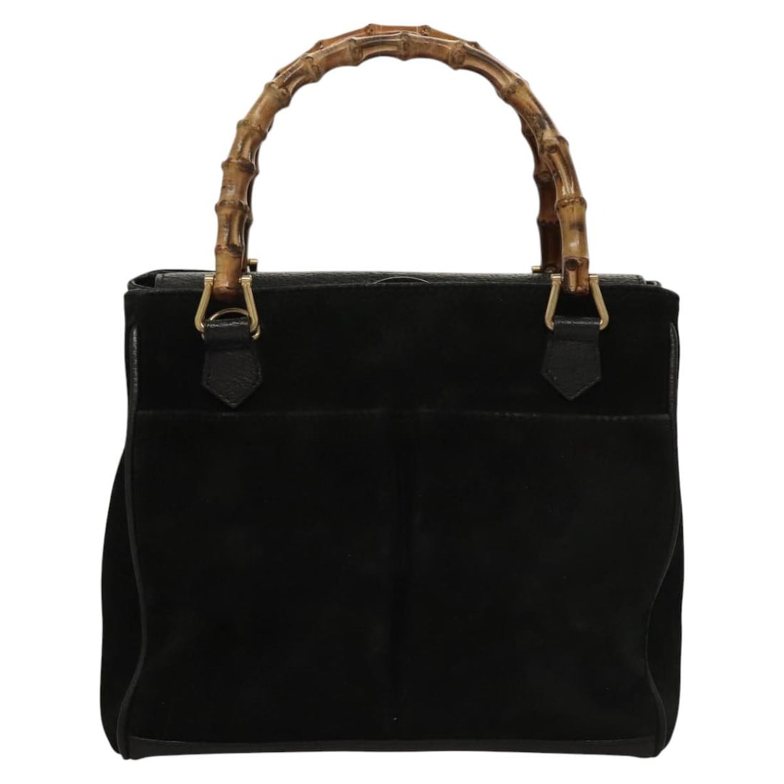 Gucci Bamboo Handle Black Suede Tote Bag with Front Pocket (1 of 18)