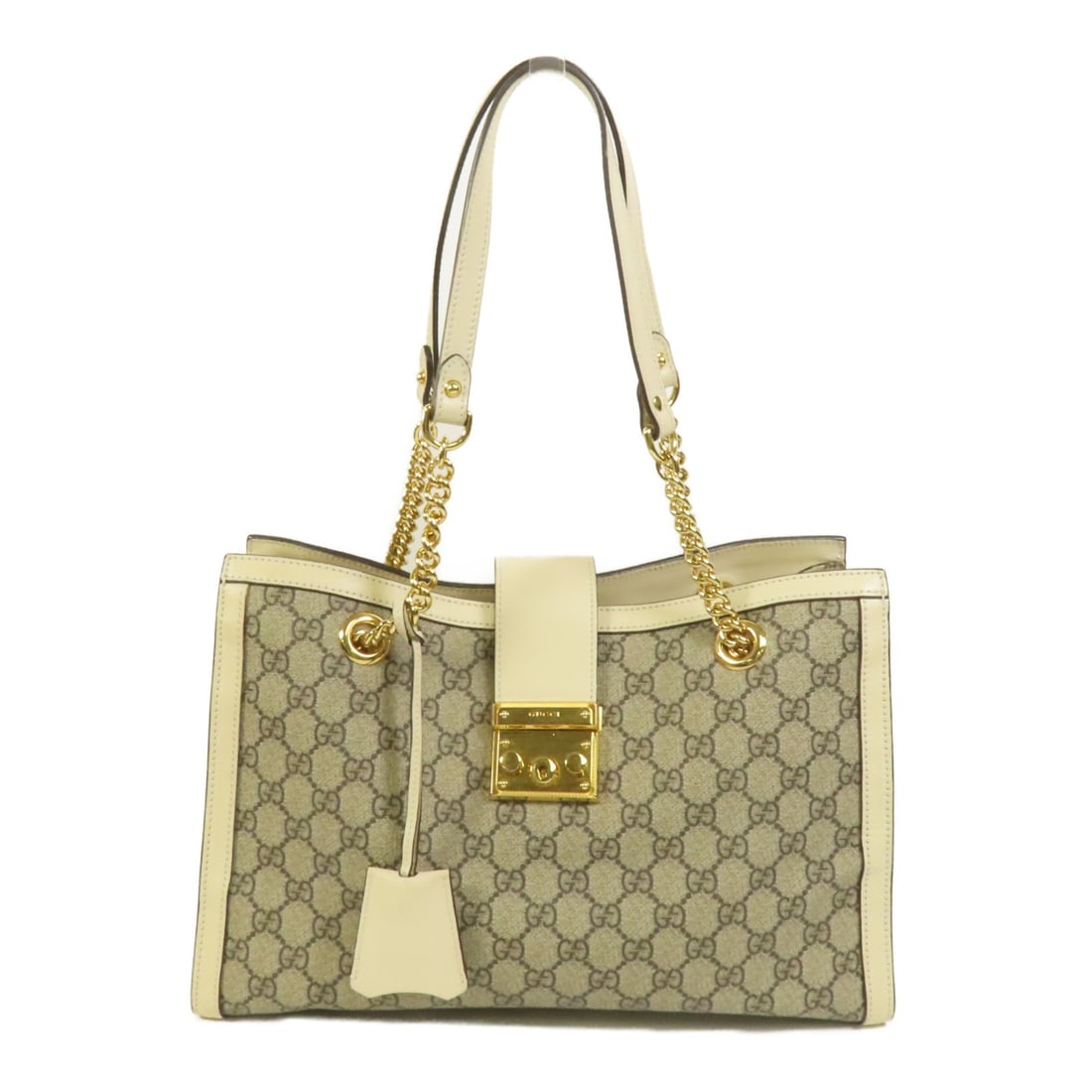 GUCCI GG Padlock Shoulder Bag Coated Canvas White Grey (1 of 17)