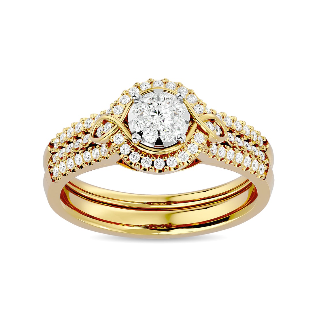 Diamond 1/2 Ct.tw Bridal Ring in 14K Yellow Gold: Diamond 1/2 Ct.tw Bridal Ring in 14K Yellow Gold 14k Yellow Gold Stone Color: G-h Stone Clarity: I1 Each ring is presented in standard size 6.5. Complimentary resizing is available between sizes 510 (