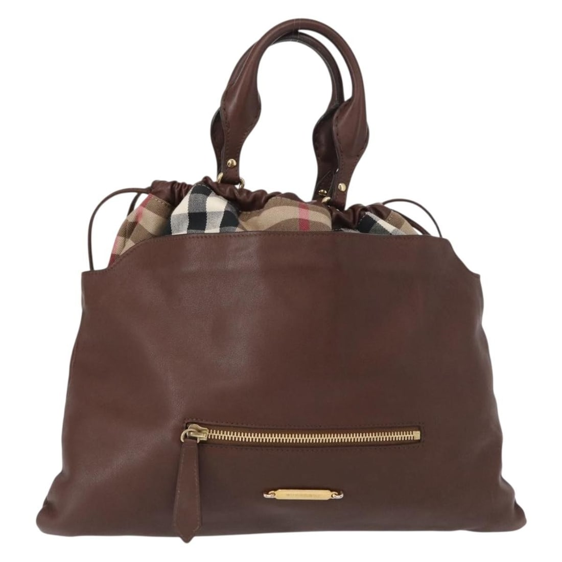 Burberry Big Crush Brown Leather and Canvas Tote Bag: Burberry Big Crush Brown Leather and Canvas Tote Bag This Burberry Big Crush Tote is crafted from leather and features the iconic House Check canvas. Designed for women, this brown tote offers a spaci