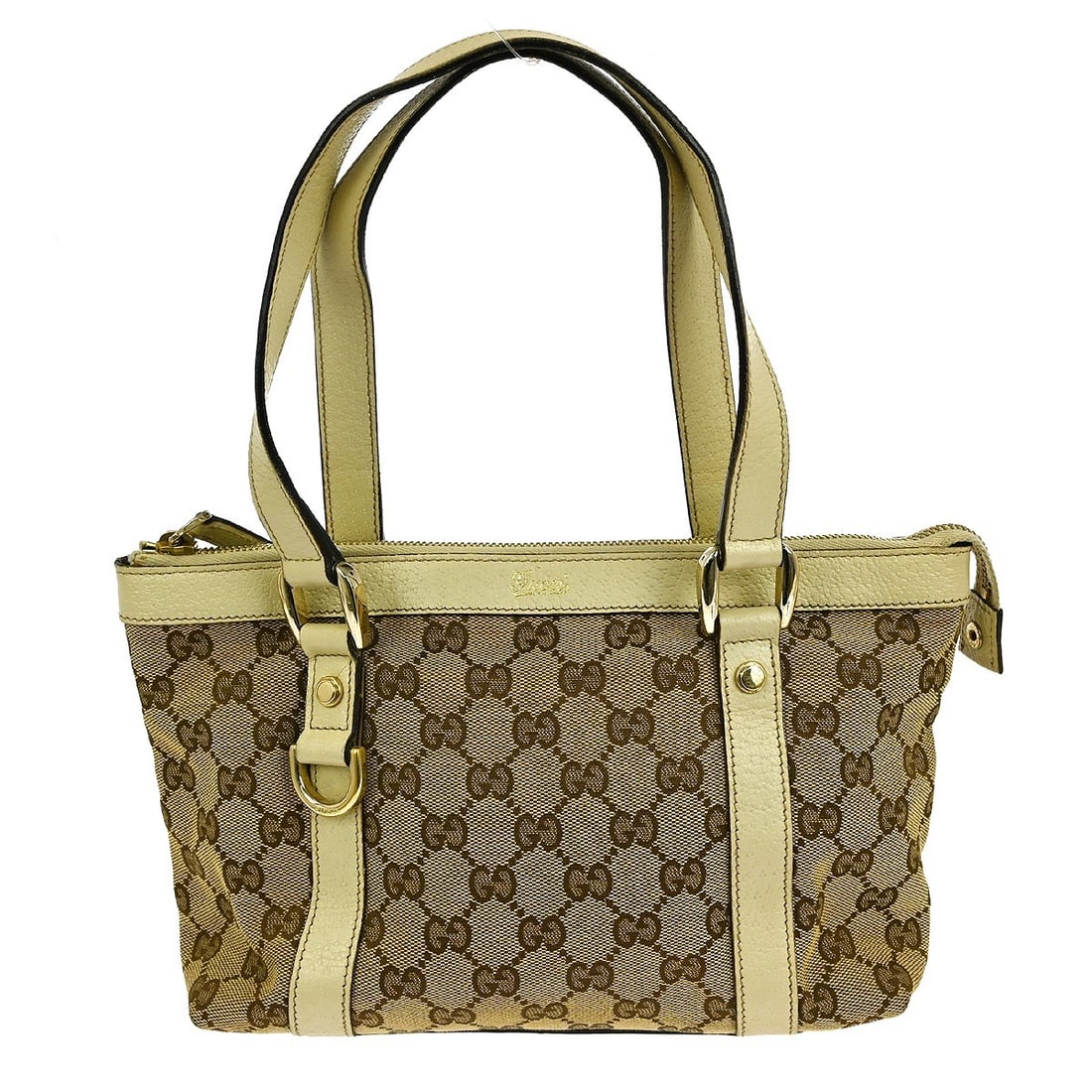 Gucci GG Medium Vintage Beige Canvas Tote Top Handle Bag 141471 001364: Gucci GG Medium Vintage Beige Canvas Tote Top Handle Bag 141471 001364 This vintage Gucci tote handbag features the iconic beige GG canvas pattern with leather accents. Designed in a medium size, it o