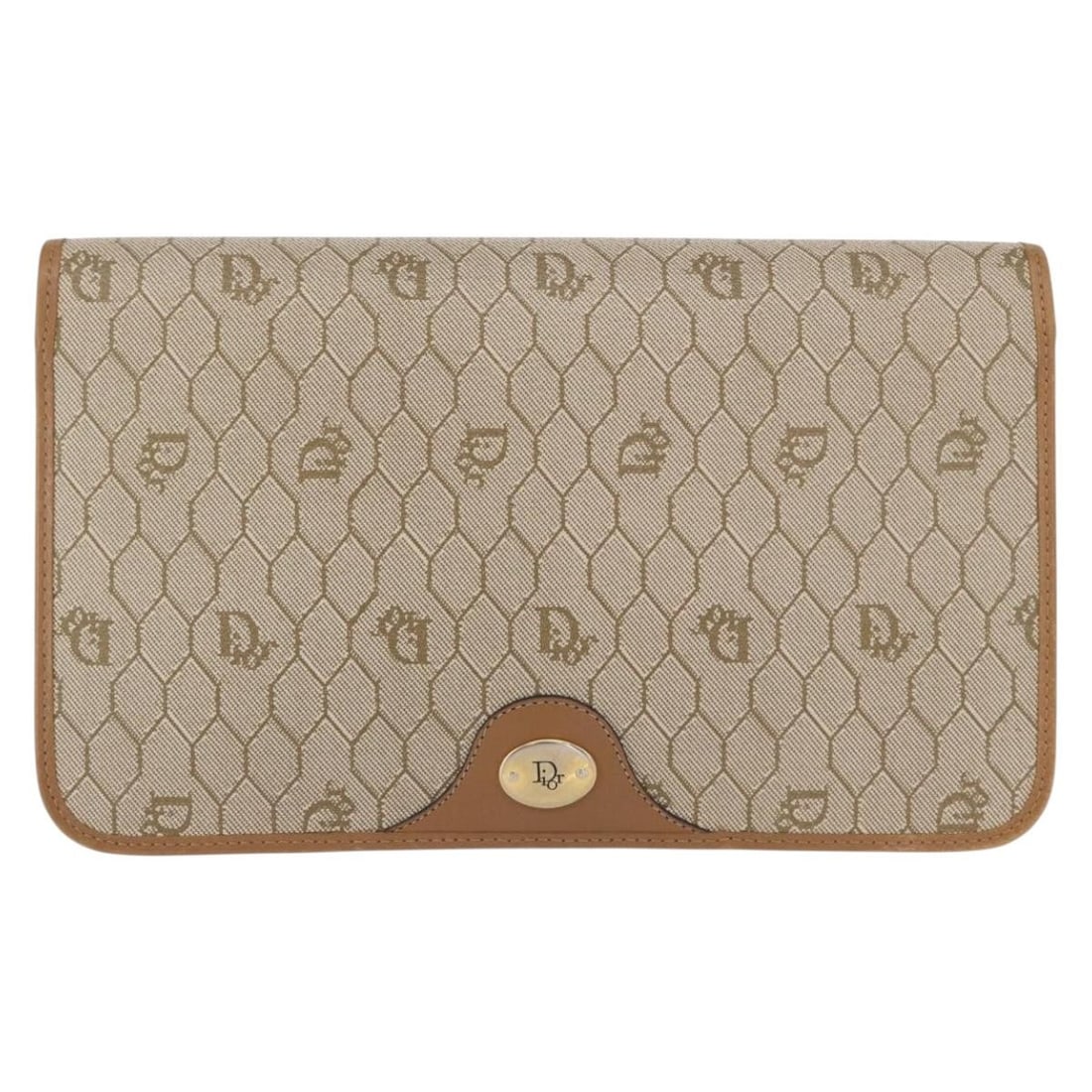 Vintage Honeycomb Canvas Shoulder Bag by Christian Dior Beige: Vintage Honeycomb Canvas Shoulder Bag by Christian Dior Beige This Christian Dior Vintage Honeycomb chain shoulder bag for women features a beige canvas exterior with leather accents. The bag shows si