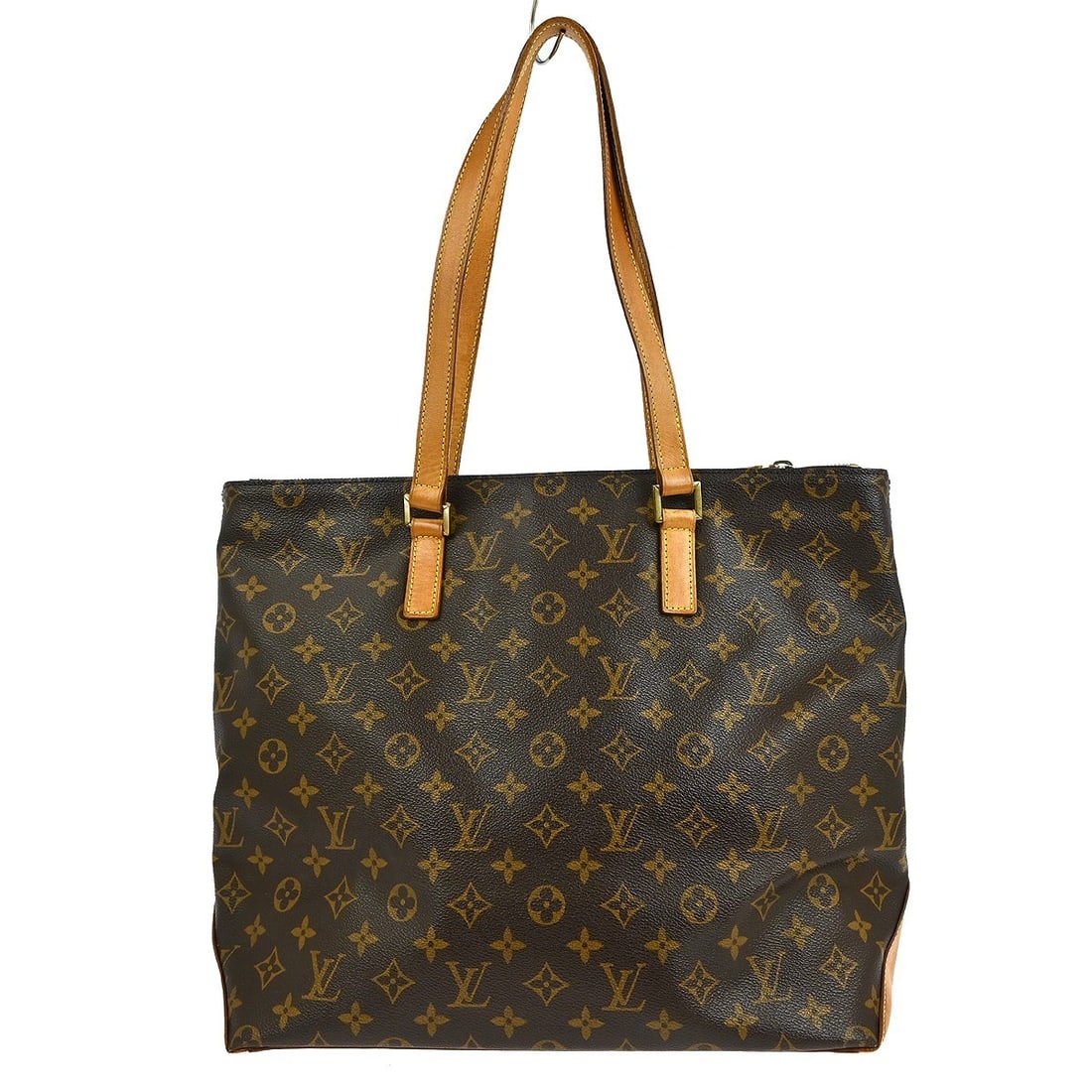Louis Vuitton Monogram Canvas Cabas Mezzo Tote Bag Brown: Louis Vuitton Monogram Canvas Cabas Mezzo Tote Bag Brown This Louis Vuitton Cabas Mezzo tote bag features the iconic monogram canvas in brown, designed for women. The bag shows signs of use including