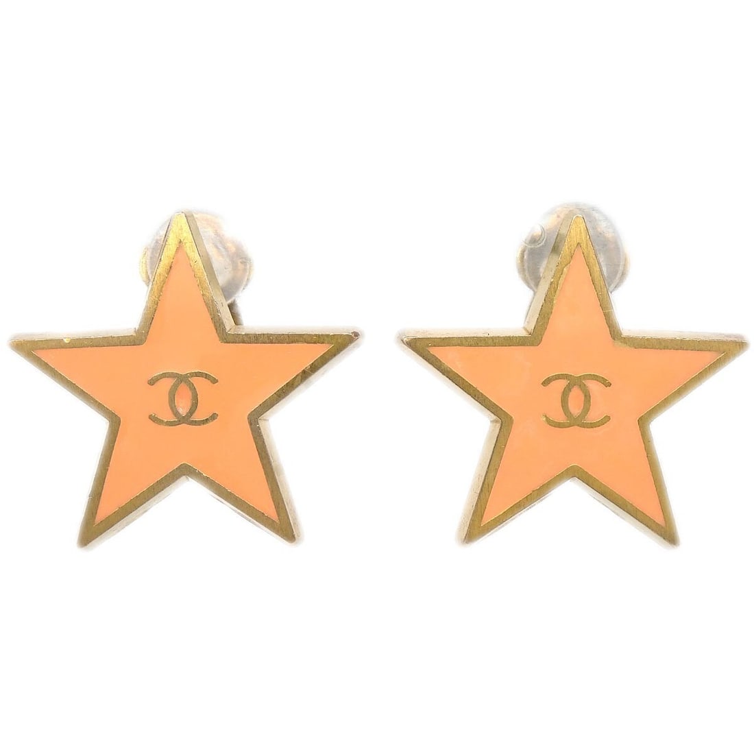 Chanel 01P Pink Star Clip-On Earrings Gold-Plated (1 of 4)