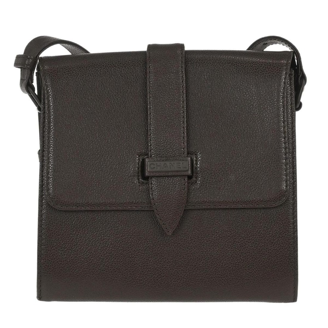 Small Chanel Calfskin Leather Brown Shoulder Bag with Adjustable Strap: Small Chanel Calfskin Leather Brown Shoulder Bag with Adjustable Strap This Chanel small shoulder bag is crafted from brown calfskin leather and features a versatile shoulder strap. Made in France, it