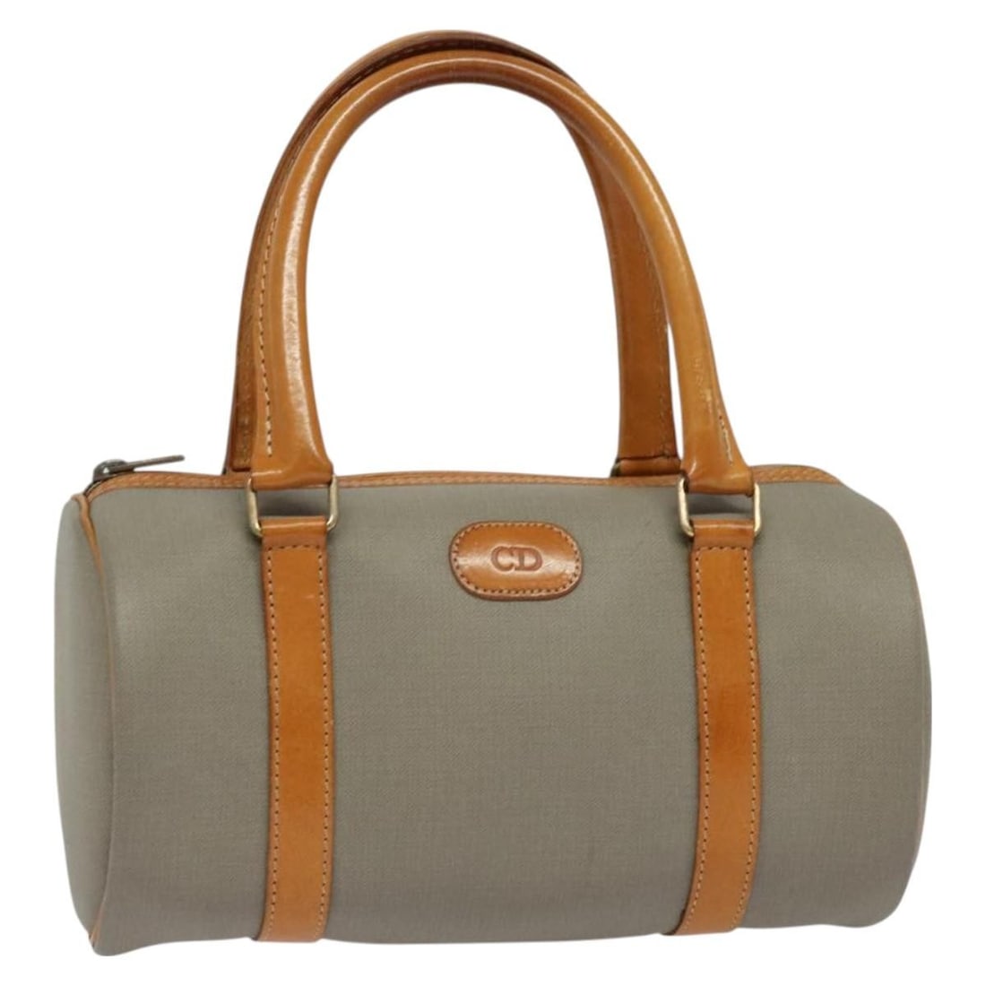 Christian Dior Gray Canvas Vintage Handbag 25cm by 14cm by 14cm: Christian Dior Gray Canvas Vintage Handbag 25cm by 14cm by 14cm This vintage Christian Dior handbag features a gray canvas body with leather accents. It includes metal fittings and a handle designed f