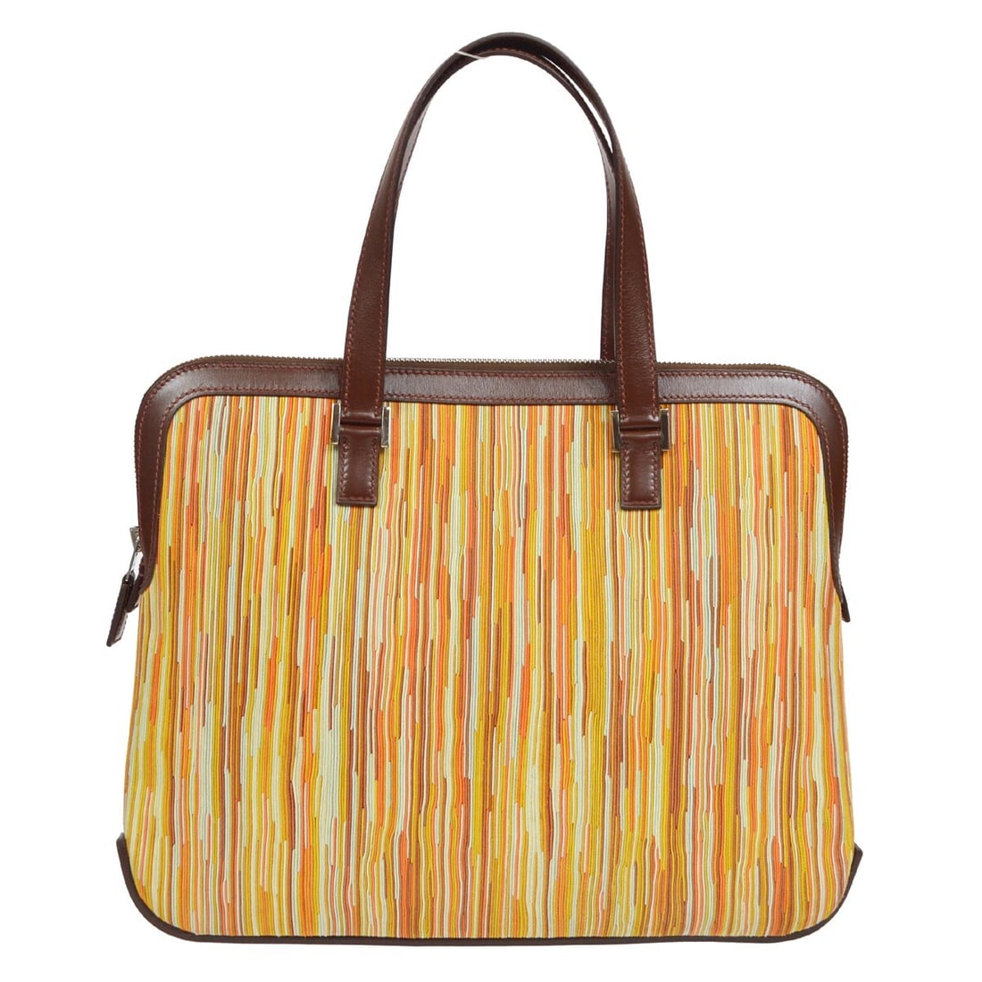 Hermes Escapade Vibrato Box Calf Satchel in Orange Brown Medium: Hermes Escapade Vibrato Box Calf Satchel in Orange Brown Medium This Hermes Escapade handbag features an orange and brown exterior crafted from Vibrato Box Calf leather. Designed in a medium size with