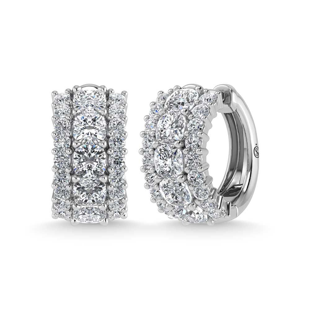 14K White Gold Lab Grown Diamond 5 1/4 Ct.Tw. Huggies Earrings: 14K White Gold Lab Grown Diamond 5 1/4 Ct.Tw. Huggies Earrings Glamorous 14K white gold huggies with 5 1/4 Ct.Tw. lab-grown diamonds, perfect for dazzling elegance. 14k White Gold Stone Color: D-f Sto