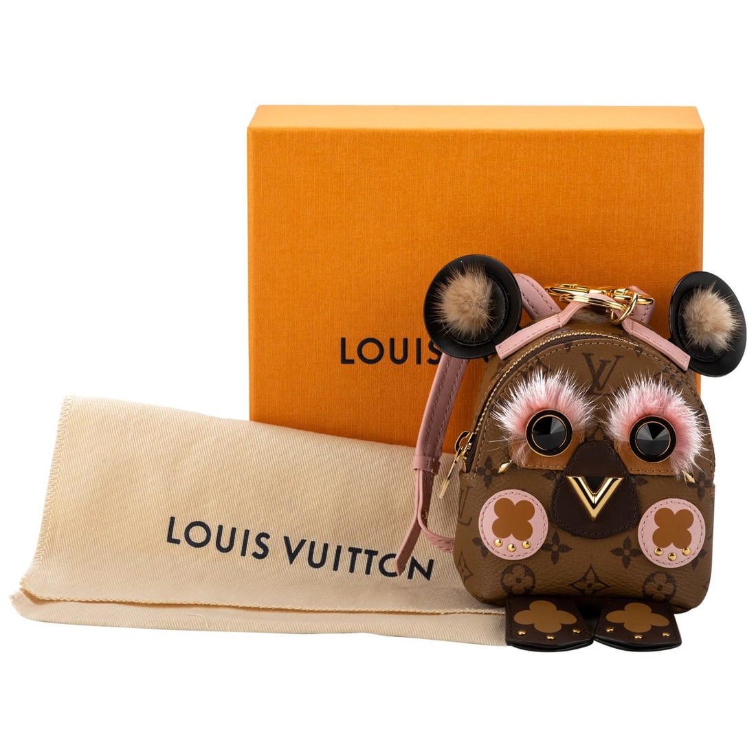 Rare Louis Vuitton Mini Owl Backpack Charm Limited Edition New: Rare Louis Vuitton Mini Owl Backpack Charm Limited Edition New Discover the exquisite Louis Vuitton Mini Owl Backpack Charm, a super rare and collectible piece perfect for any fashion enthusiast. This