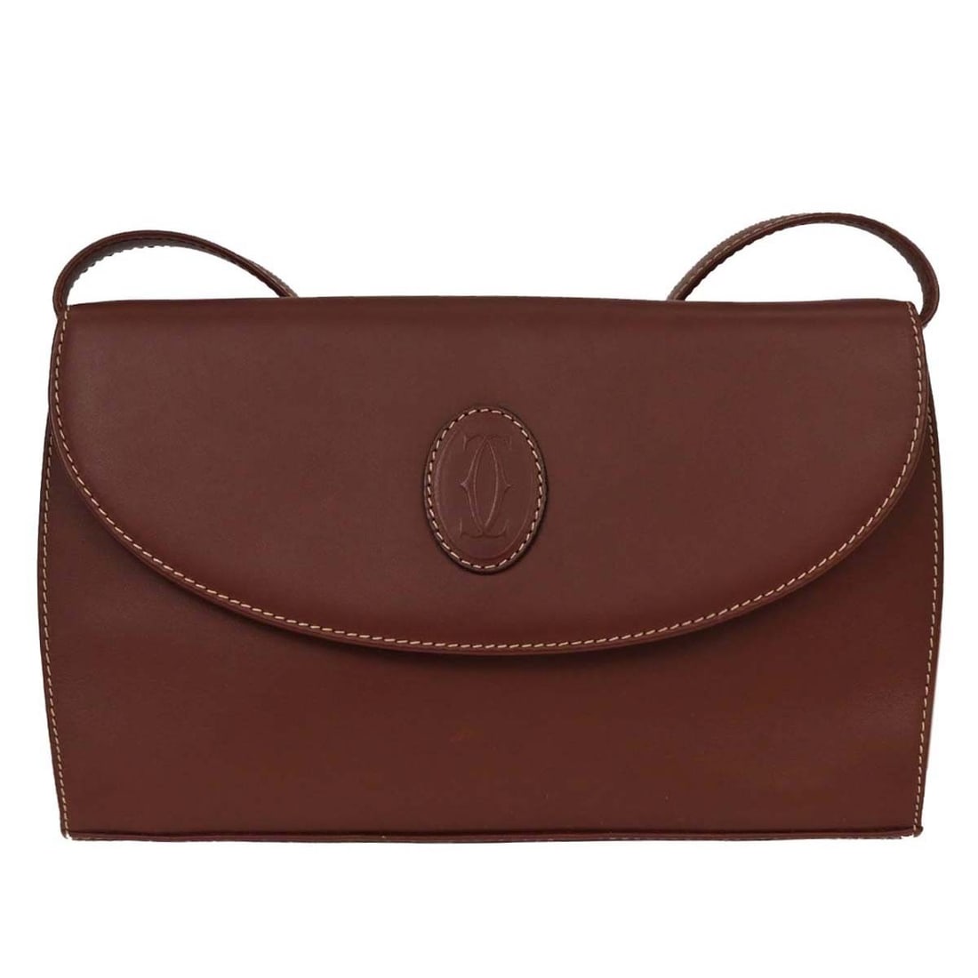 Cartier Bordeaux Leather Shoulder Bag Vintage Style: Cartier Bordeaux Leather Shoulder Bag Vintage Style Introducing the exquisite Cartier Bordeaux Shoulder Bag, a medium-sized vintage piece crafted in Spain. This elegant shoulder bag features a rich bo