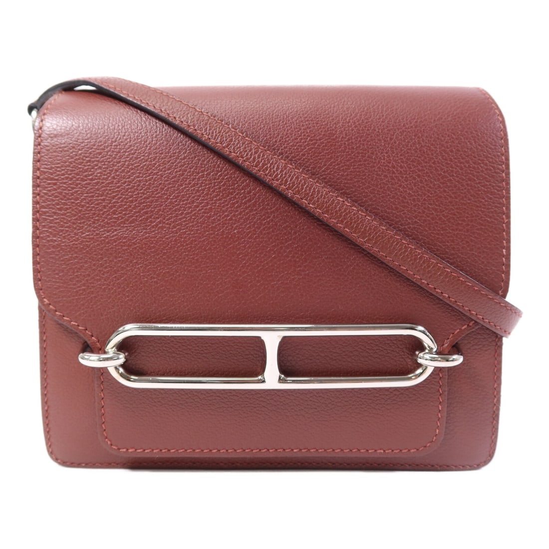 HERMES Roulis Mini Shoulder Bag Evercolor Chevre Leather Red PHW (1 of 15)
