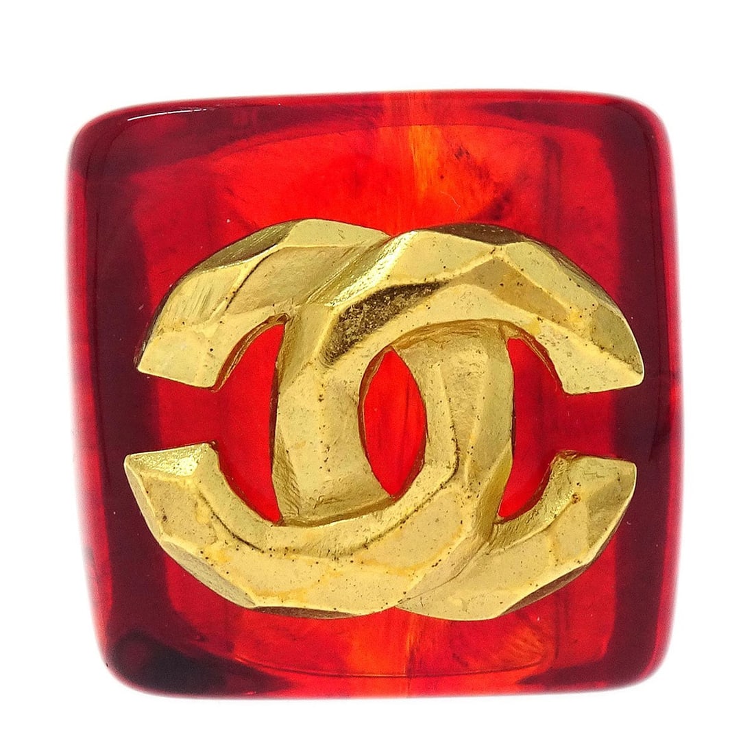 Red Acrylic Ring Size 53 from Chanel Vintage Collection: Red Acrylic Ring Size 53 from Chanel Vintage Collection This vintage Chanel ring features a bold red acrylic construction, offering a modern and elegant accessory. The ring is designed in size 53 and