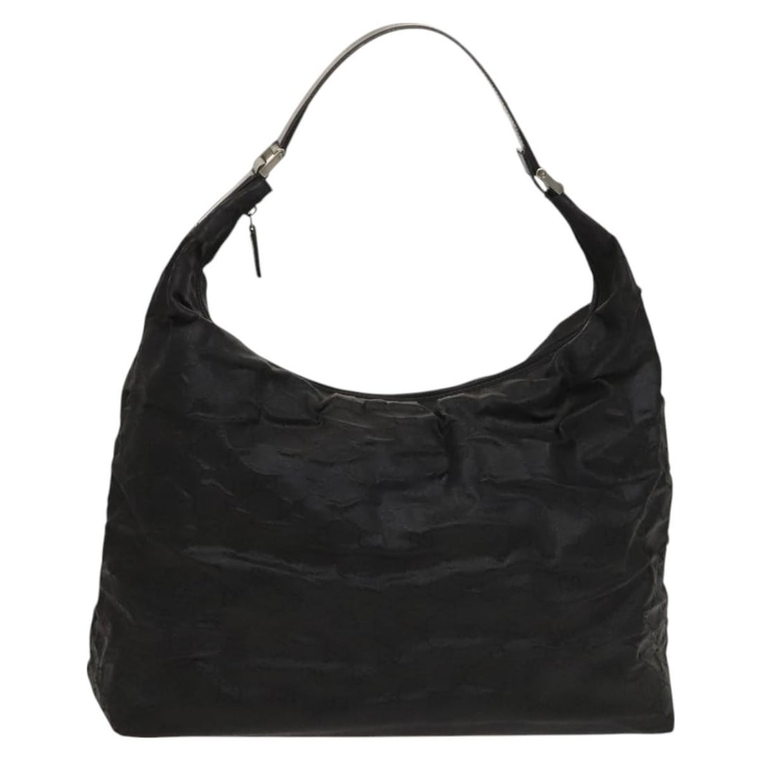 Gucci Nylon Zip Hobo Bag Black 48cm by 32cm by 17cm for Women: Gucci Nylon Zip Hobo Bag Black 48cm by 32cm by 17cm for Women This Gucci Zip Hobo bag for women features a black nylon exterior with a zip closure. It has a shoulder strap and metal fittings. The bag