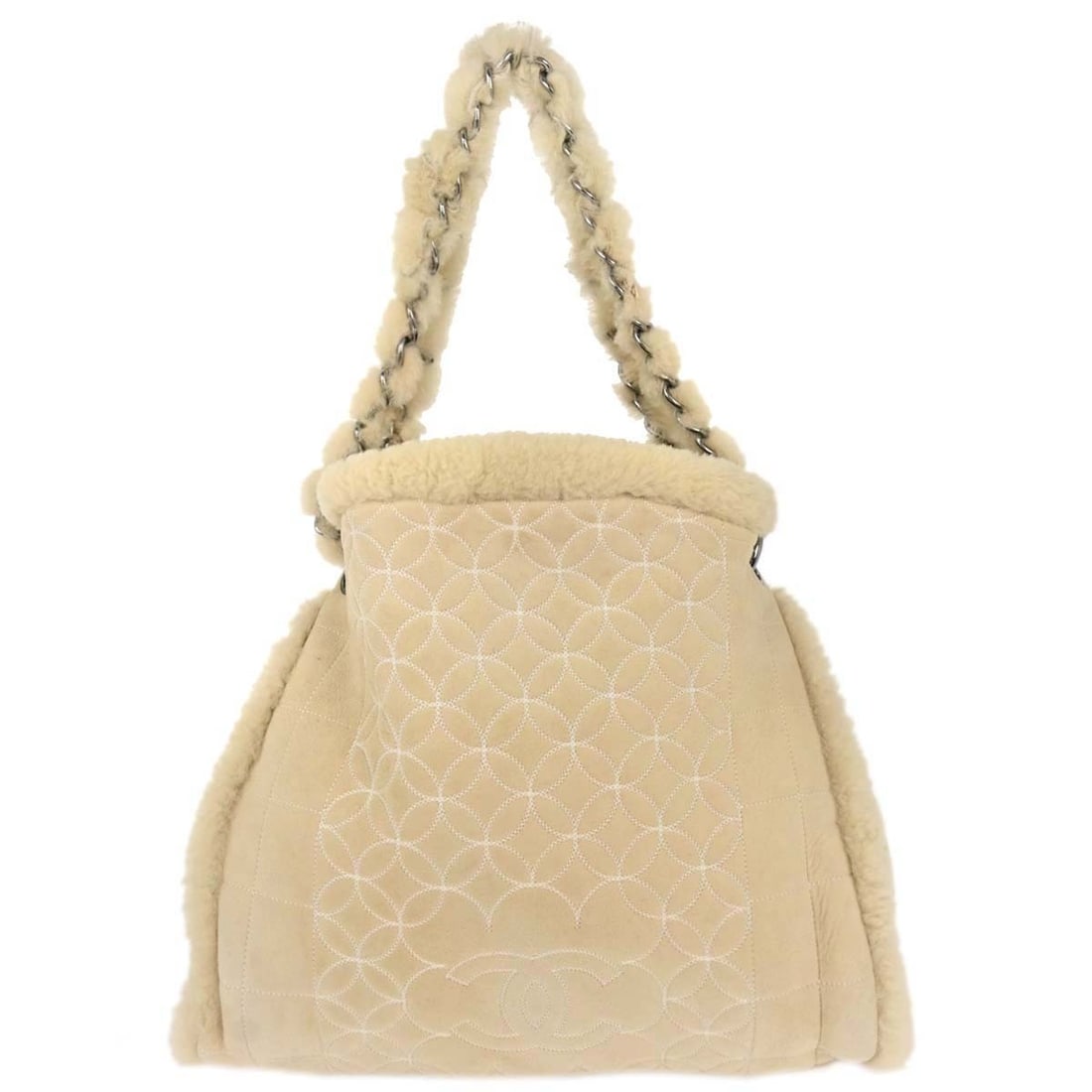 Chanel Beige Mouton Medium Tote Bag Double Handles Italy: Chanel Beige Mouton Medium Tote Bag Double Handles Italy Elevate your accessory collection with this Chanel Beige Mouton Tote Bag, an elegant and versatile addition for any occasion. The tote features